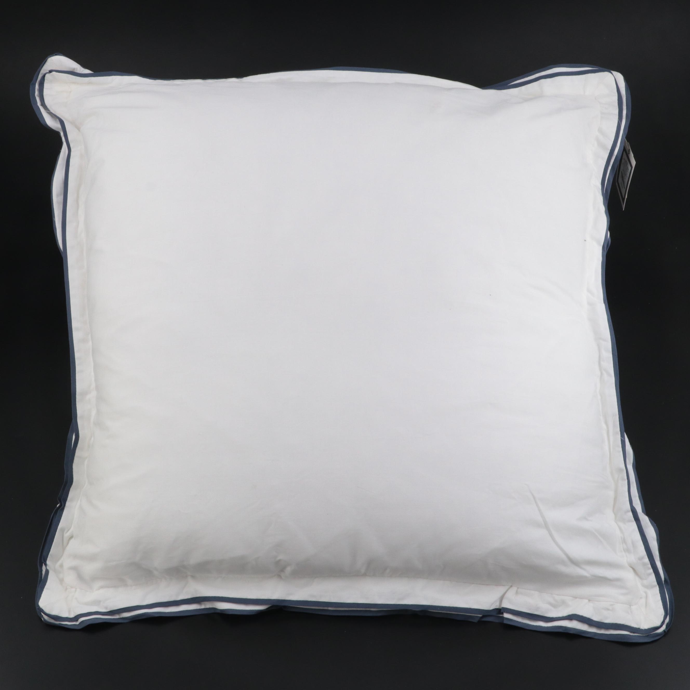 Pair of Threshold Signature Balanced Blue Border Euro Bed Pillows