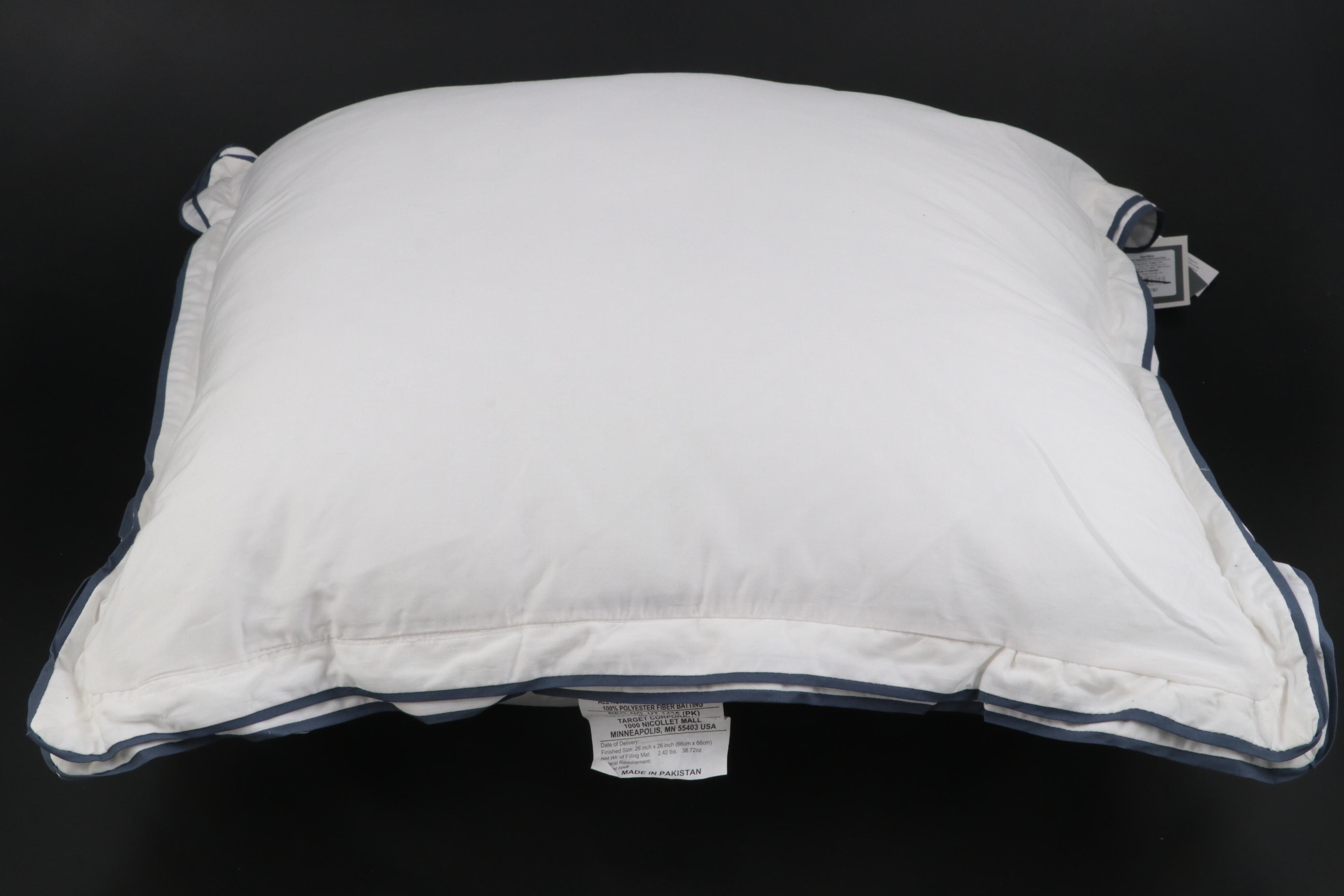 Pair of Threshold Signature Balanced Blue Border Euro Bed Pillows
