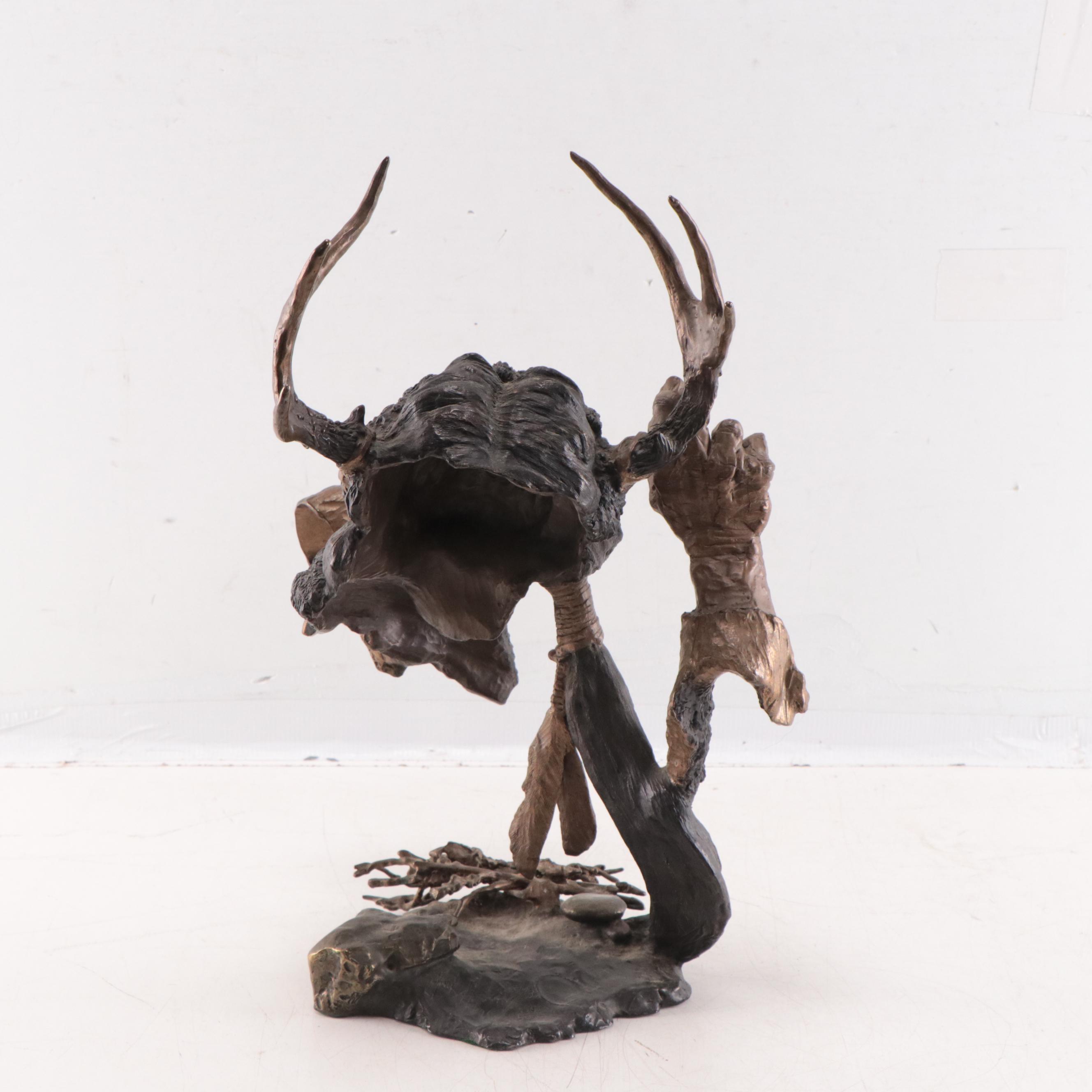 Mark Hopkins Bronze Sculpture of a Native American Figure, 1998