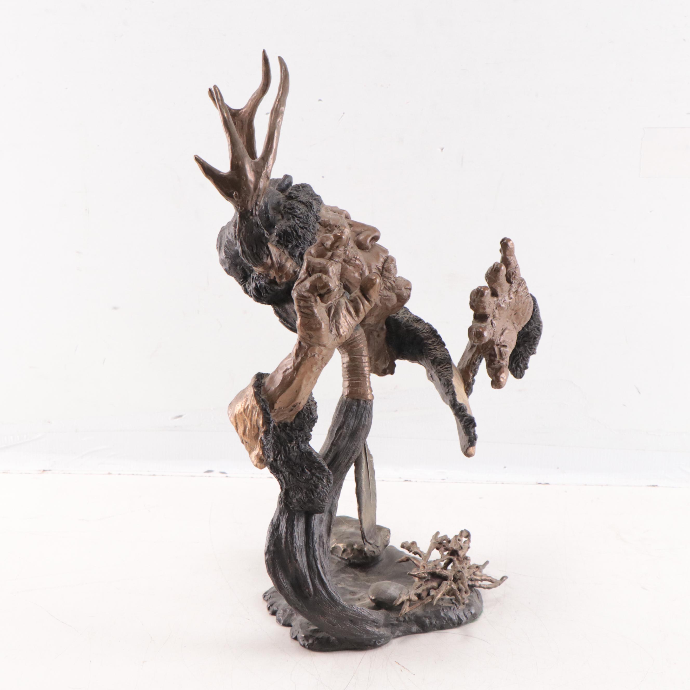 Mark Hopkins Bronze Sculpture of a Native American Figure, 1998