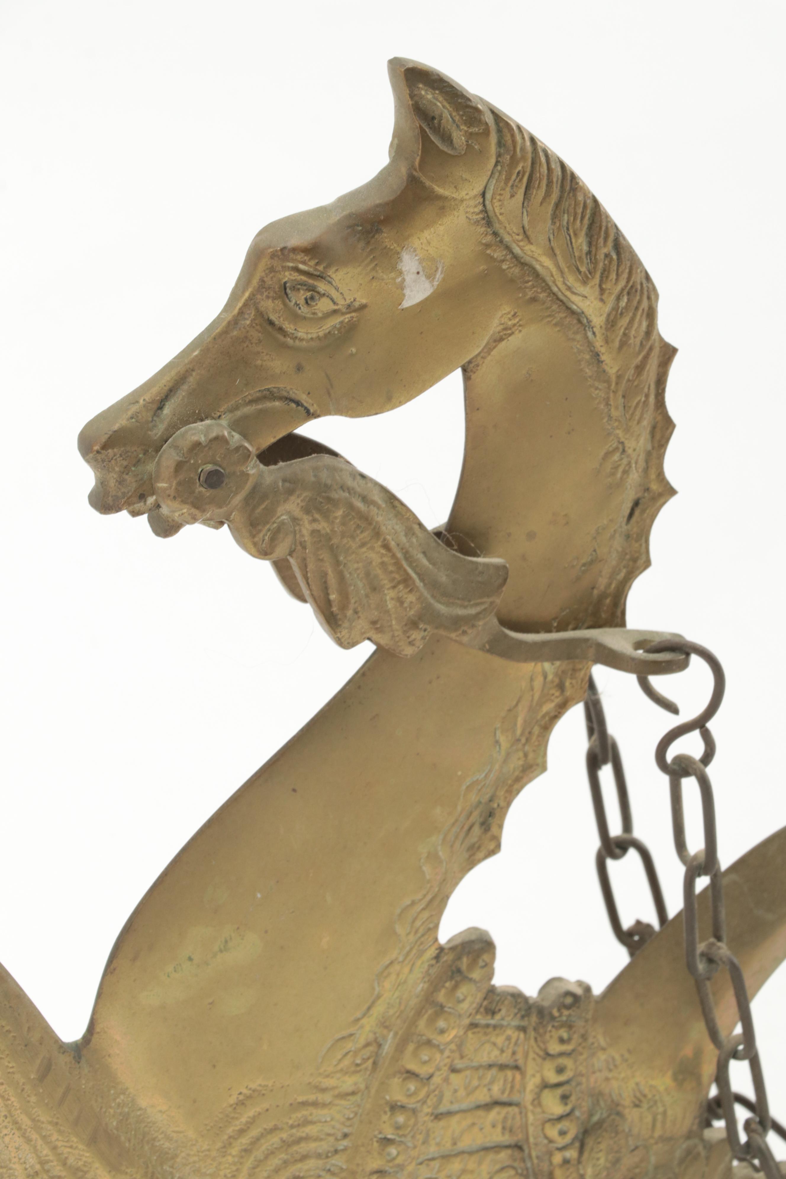 Pair of Venetian Cast Brass Hippocampus Gondola Oar Mounts