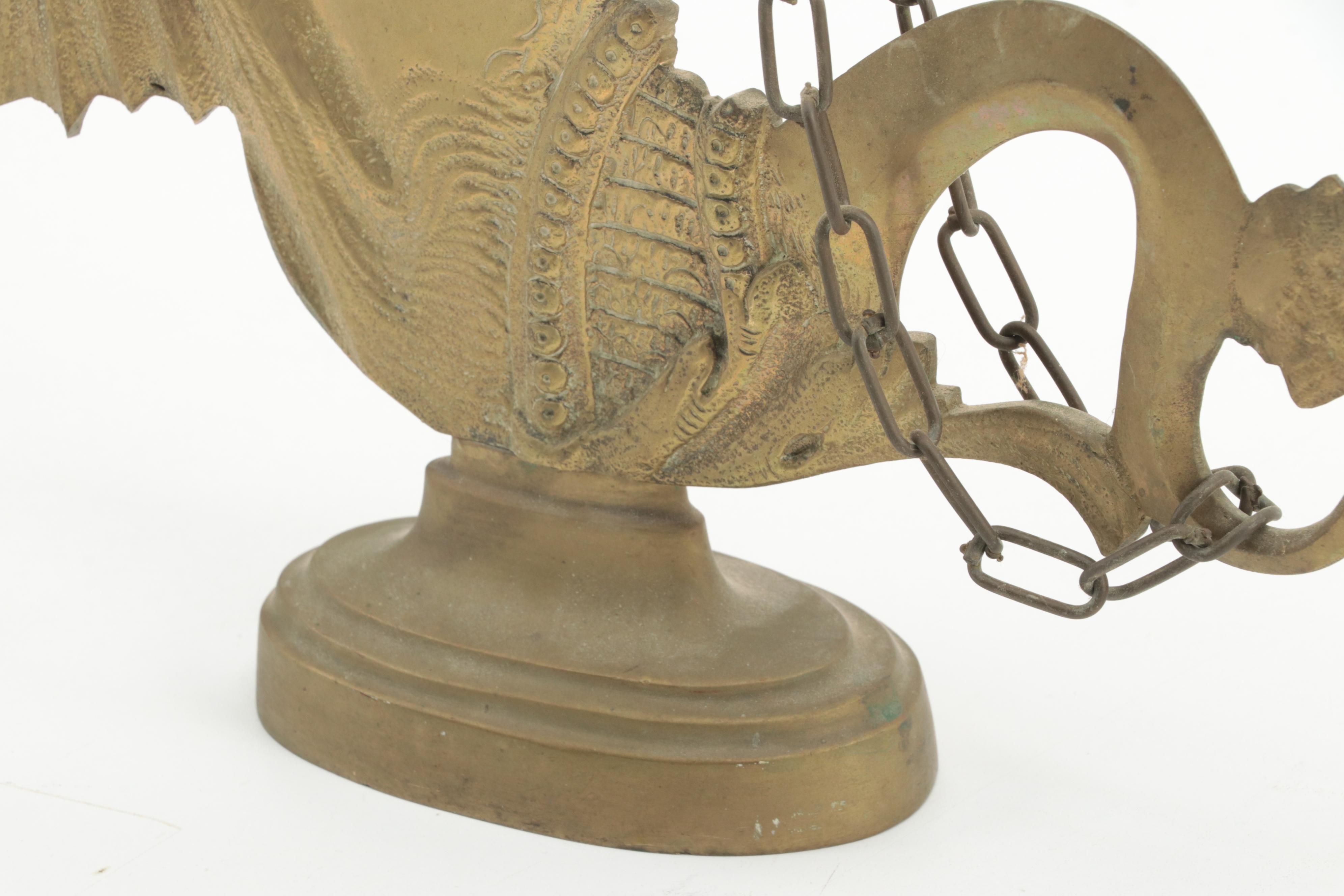 Pair of Venetian Cast Brass Hippocampus Gondola Oar Mounts