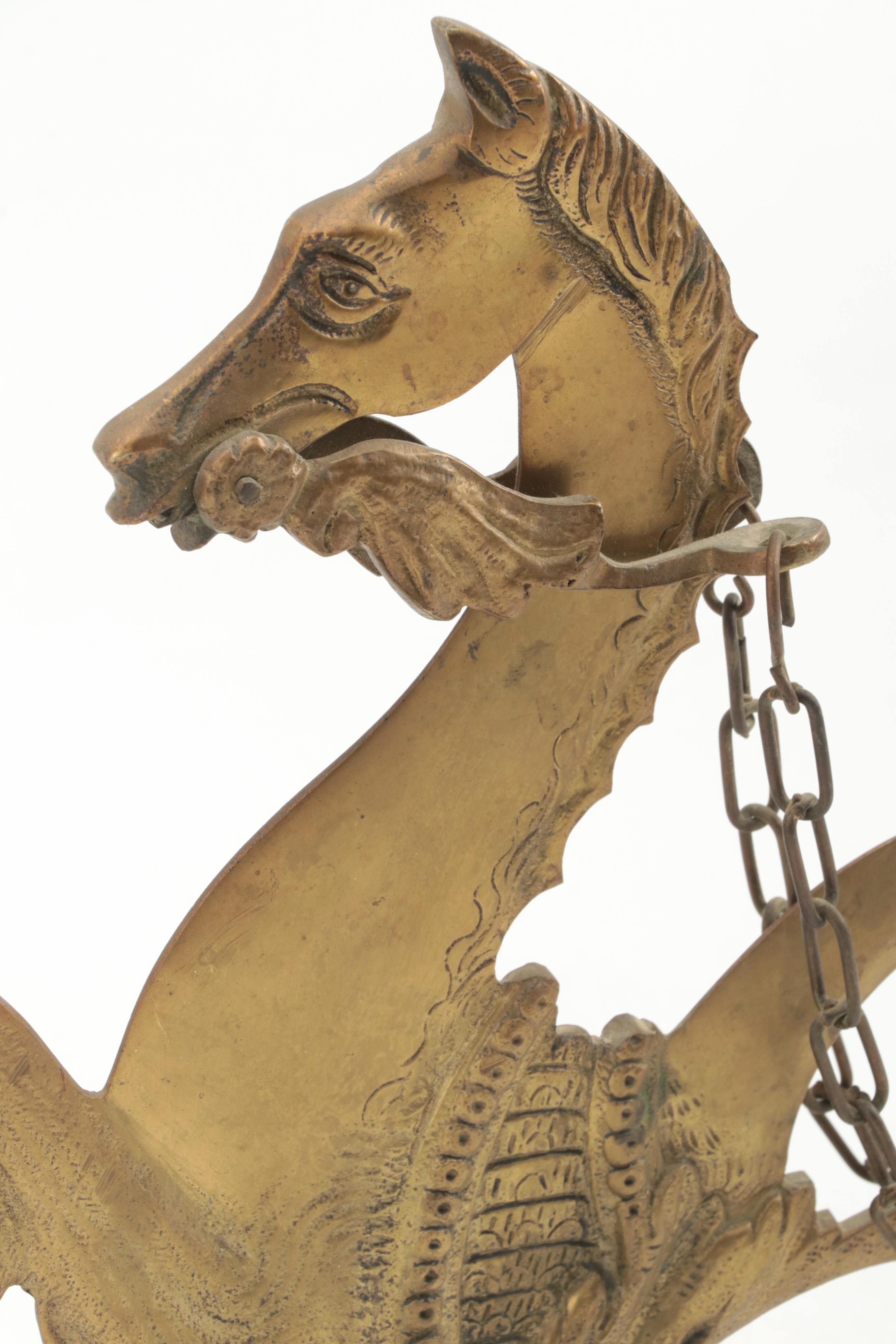 Pair of Venetian Cast Brass Hippocampus Gondola Oar Mounts