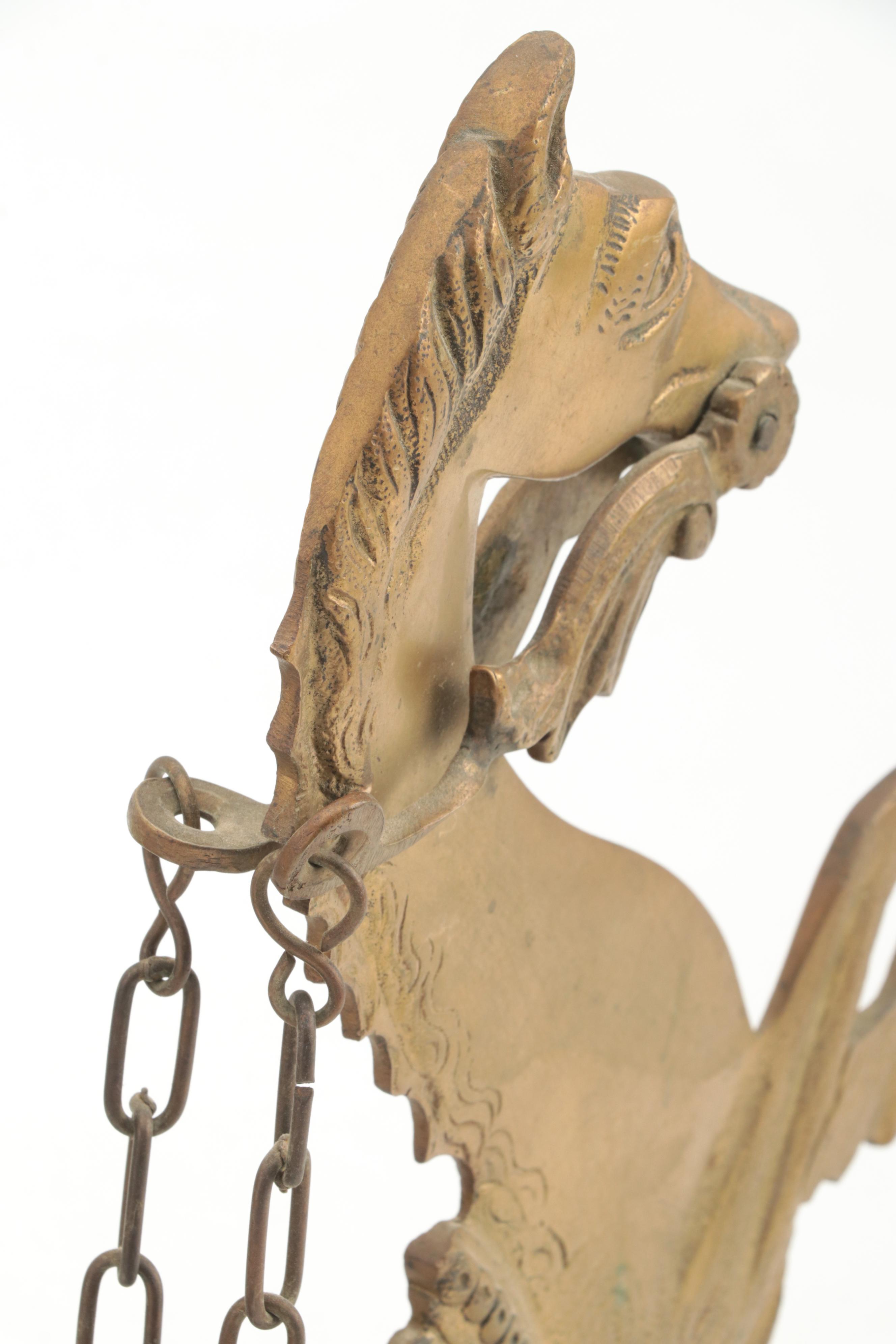 Pair of Venetian Cast Brass Hippocampus Gondola Oar Mounts