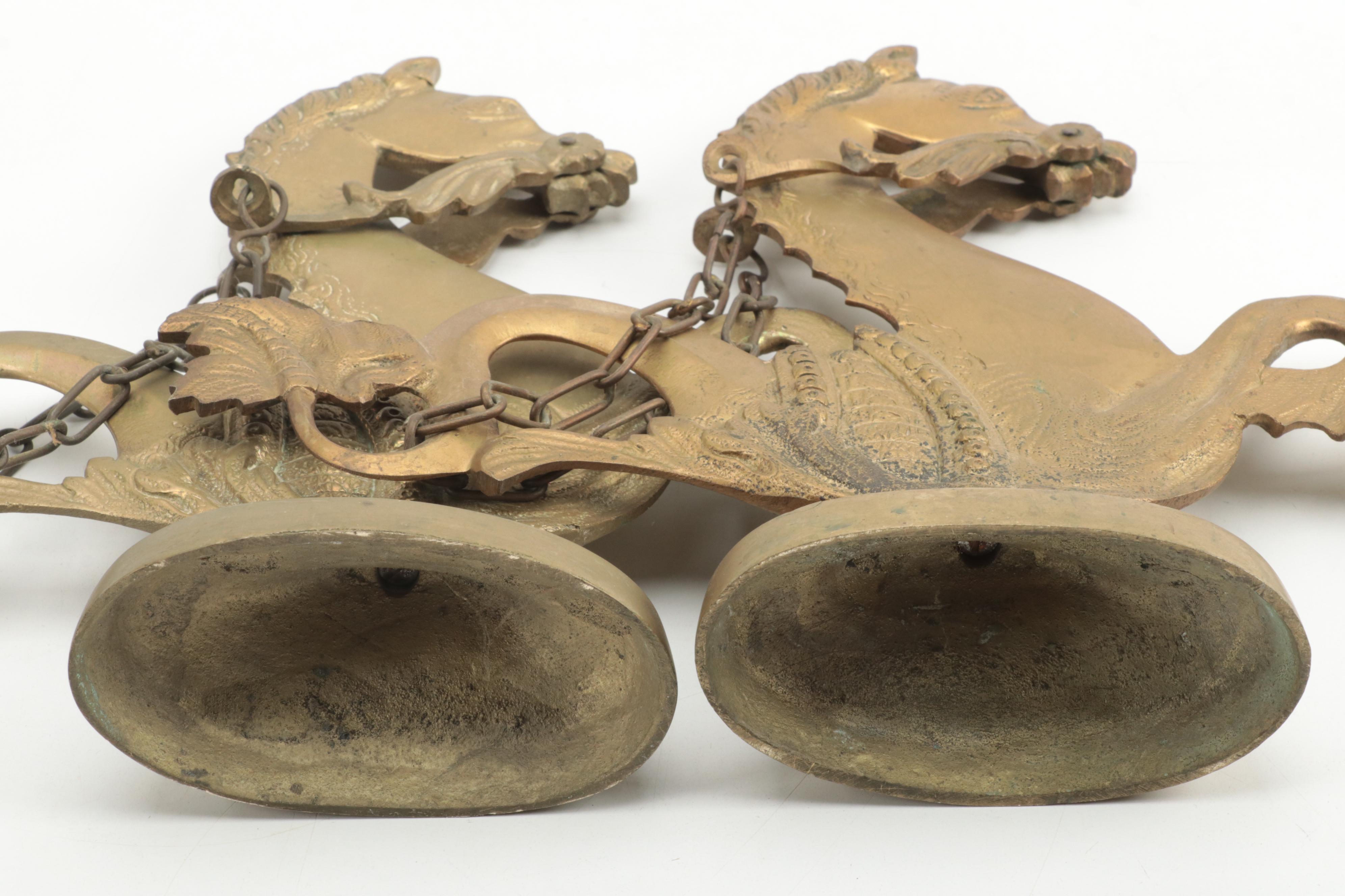 Pair of Venetian Cast Brass Hippocampus Gondola Oar Mounts