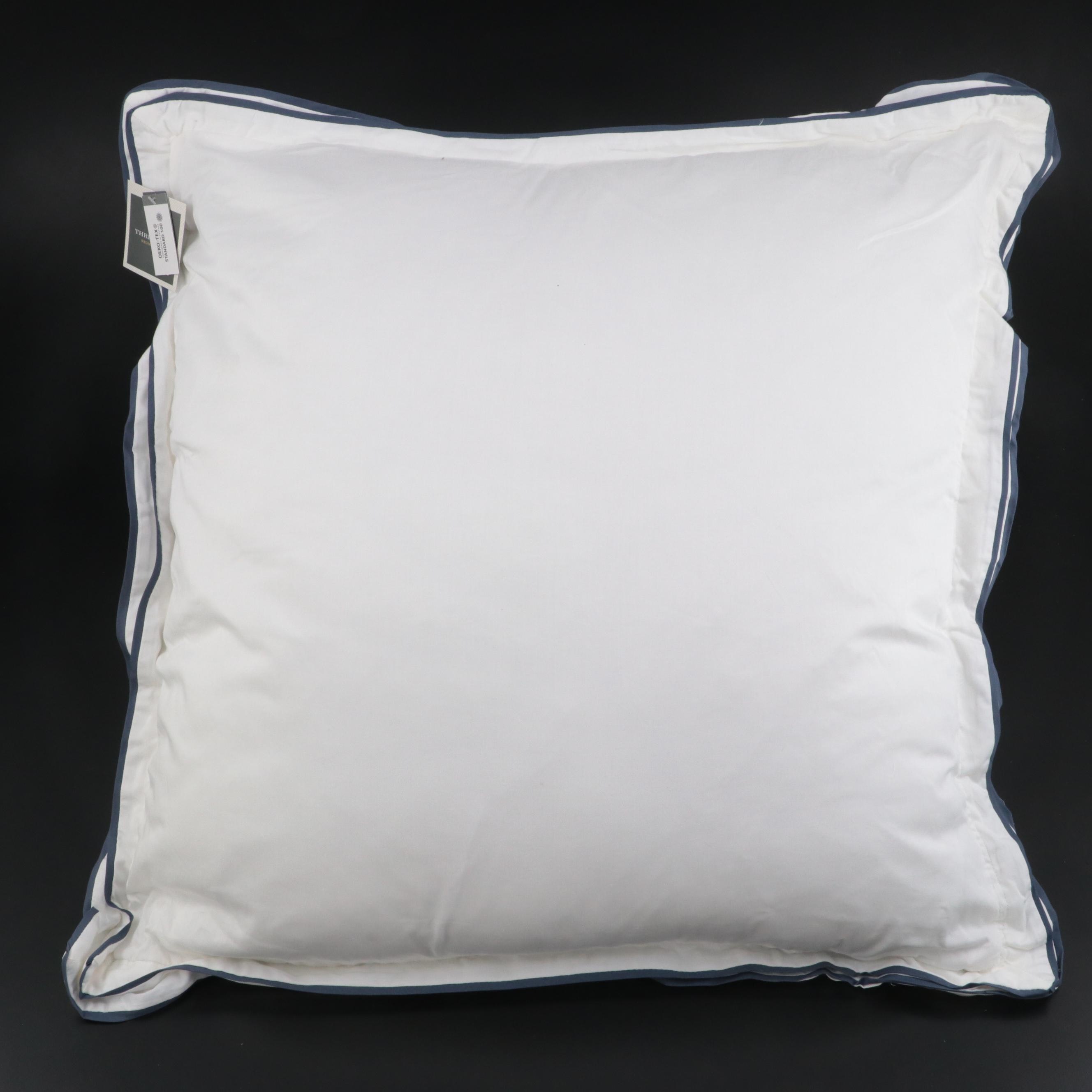 Three Threshold Signature Balanced Blue Border Euro Bed Pillows