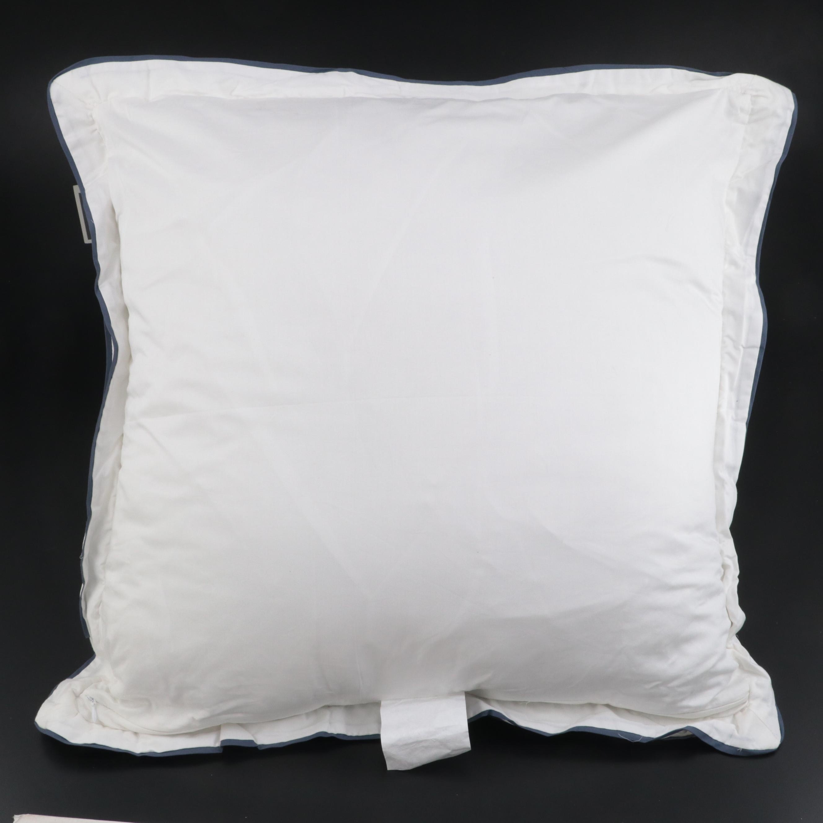 Three Threshold Signature Balanced Blue Border Euro Bed Pillows