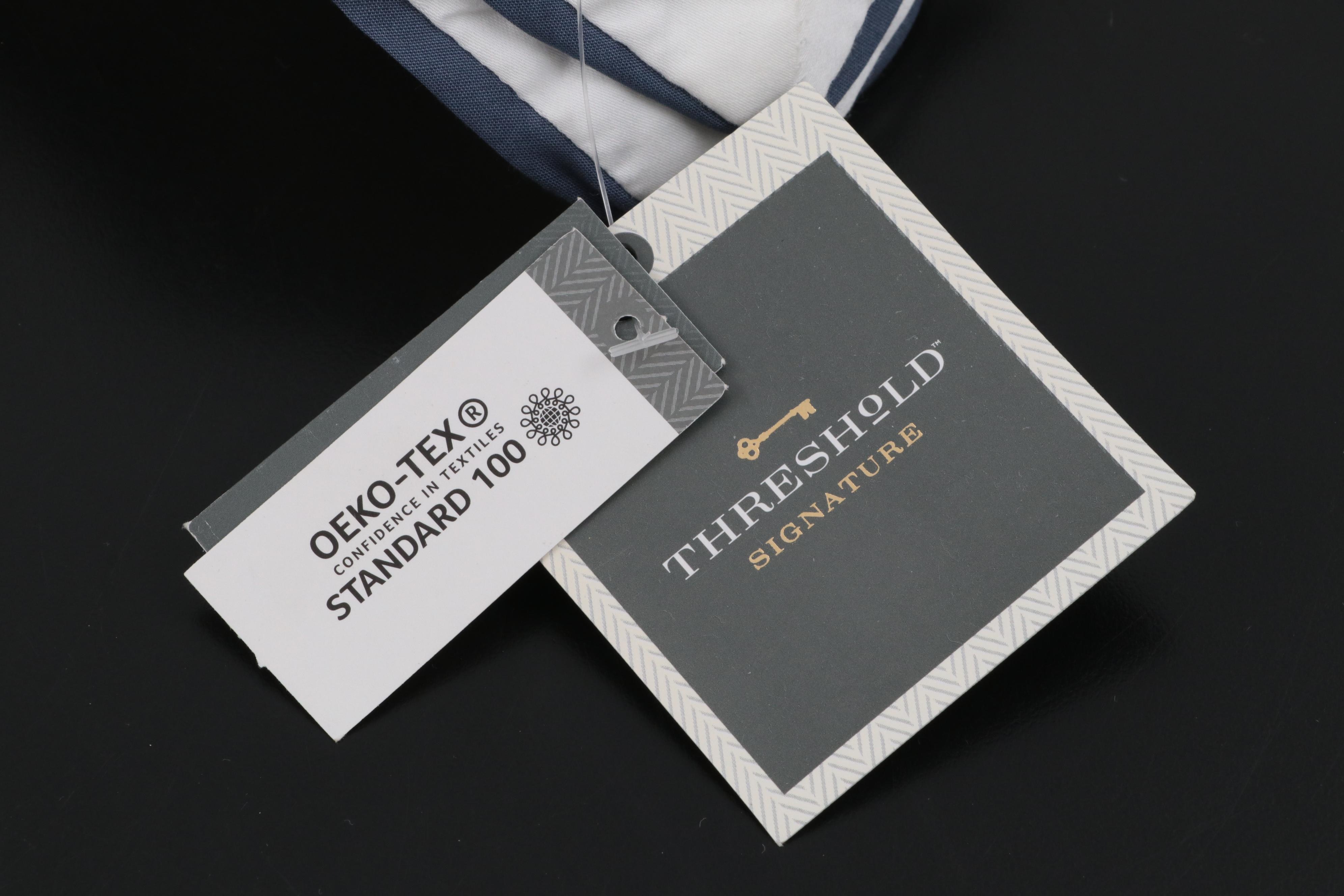 Three Threshold Signature Balanced Blue Border Euro Bed Pillows