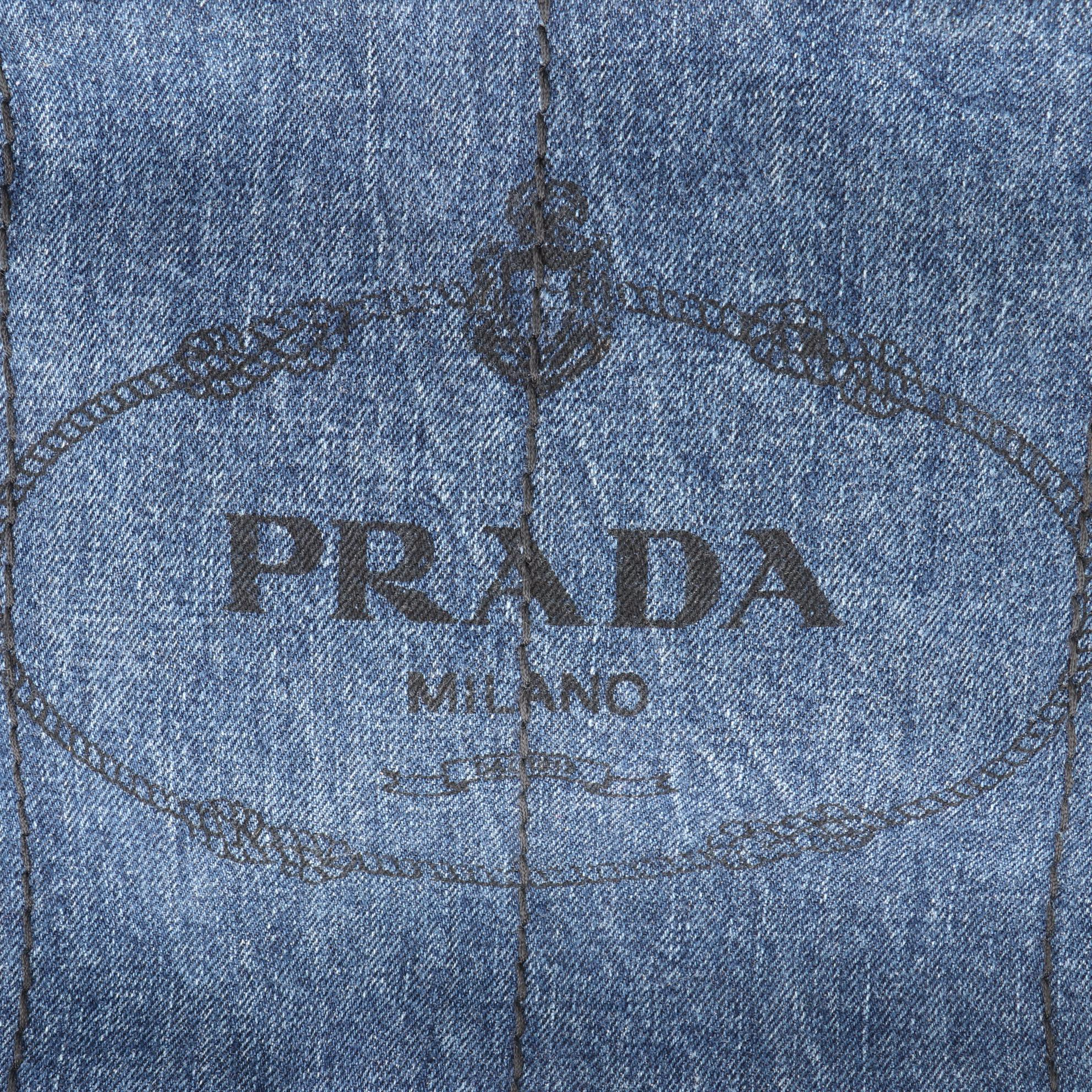 Prada Canapa Denim Canvas Two-Way Tote Bag