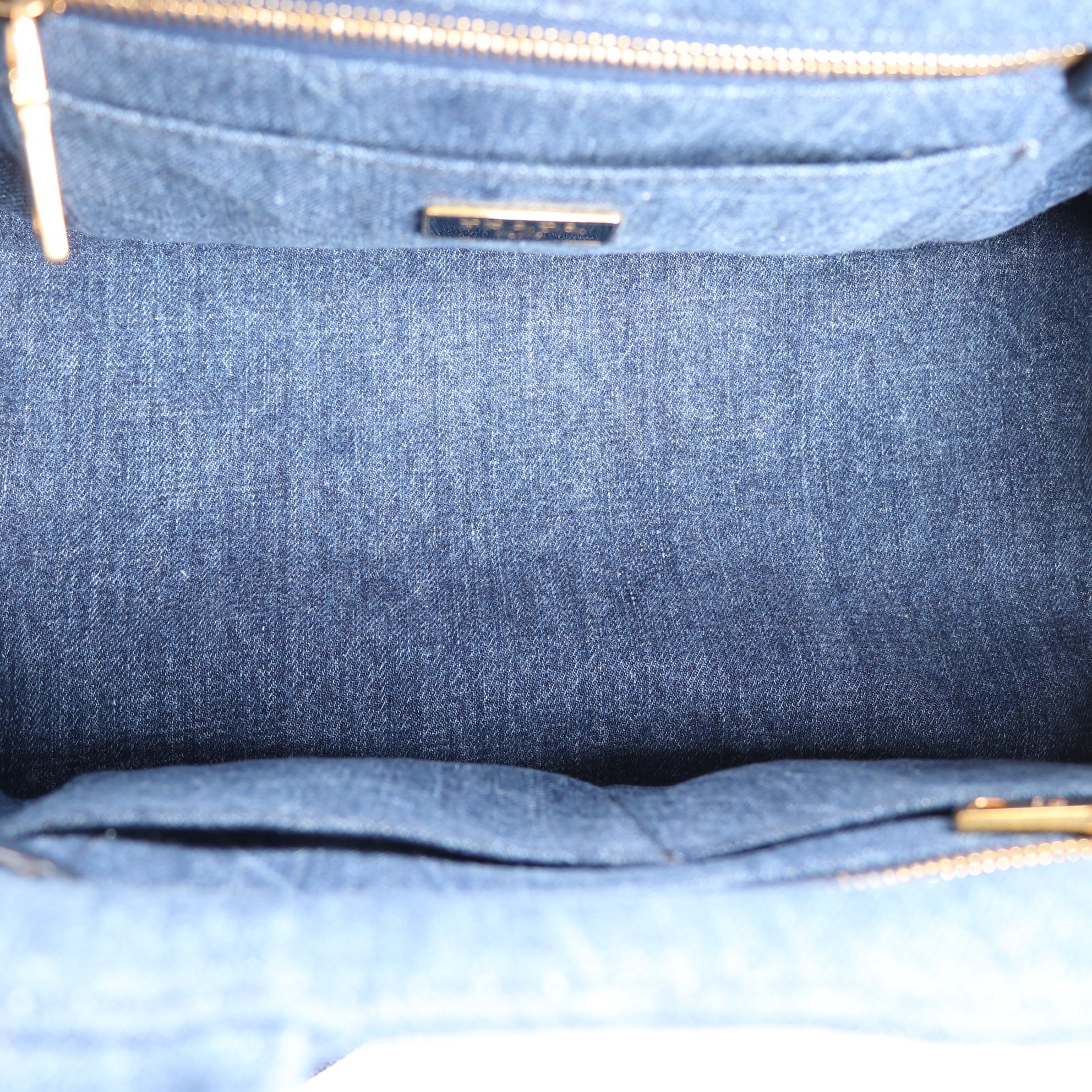 Prada Canapa Denim Canvas Two-Way Tote Bag