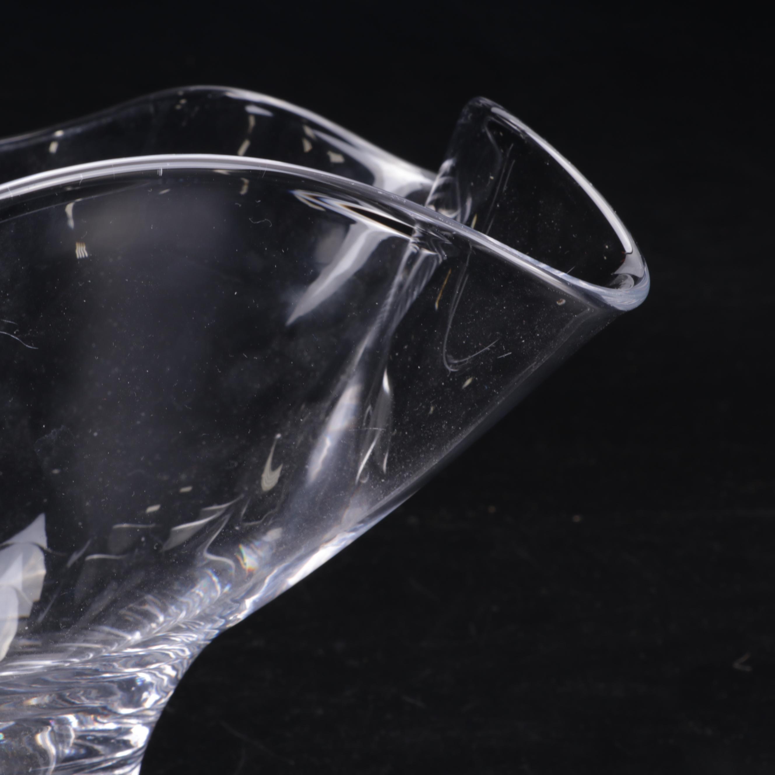 Simon Pearce "Chelsea" Blown Glass Centerpiece Bowl With Italian Votive Holders