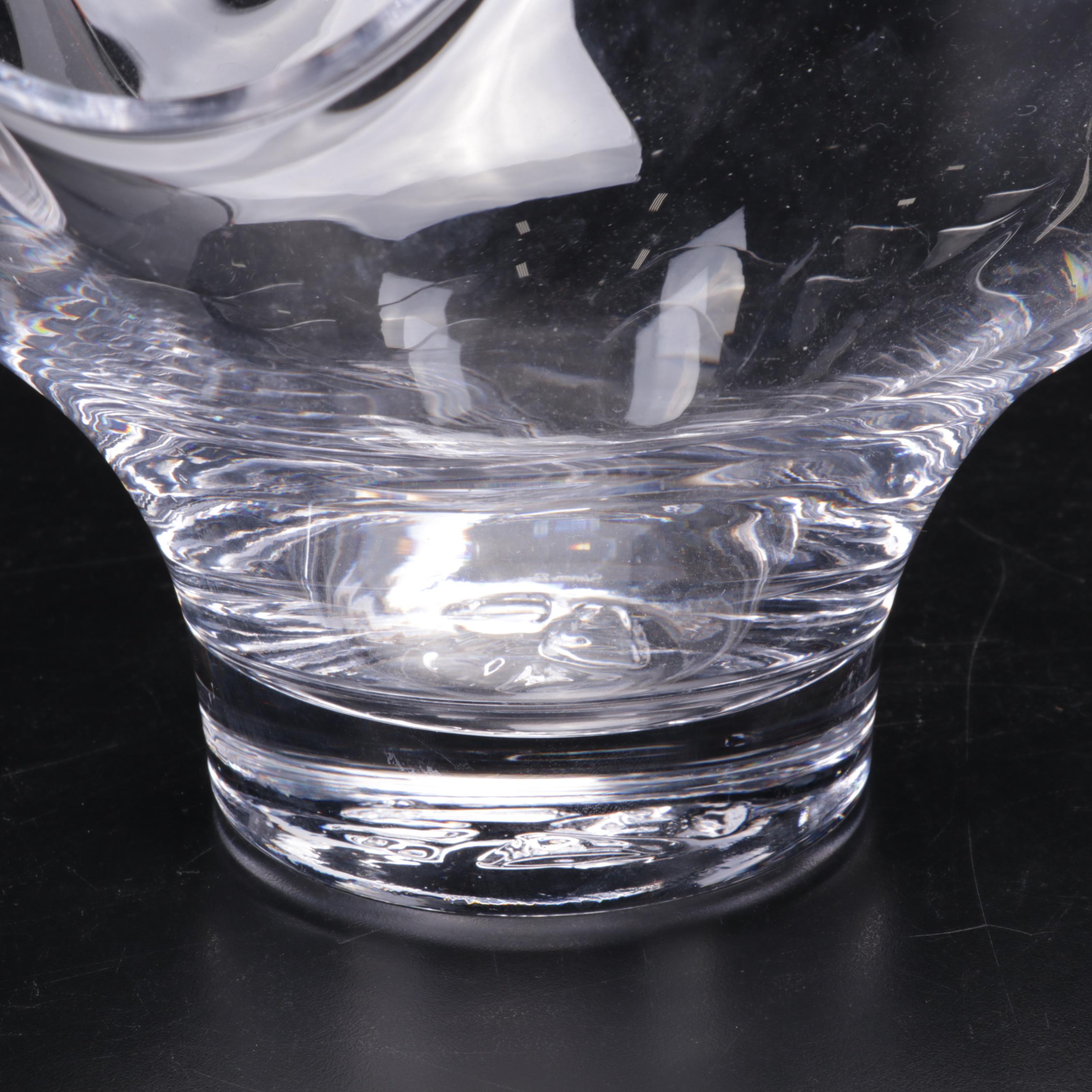 Simon Pearce "Chelsea" Blown Glass Centerpiece Bowl With Italian Votive Holders