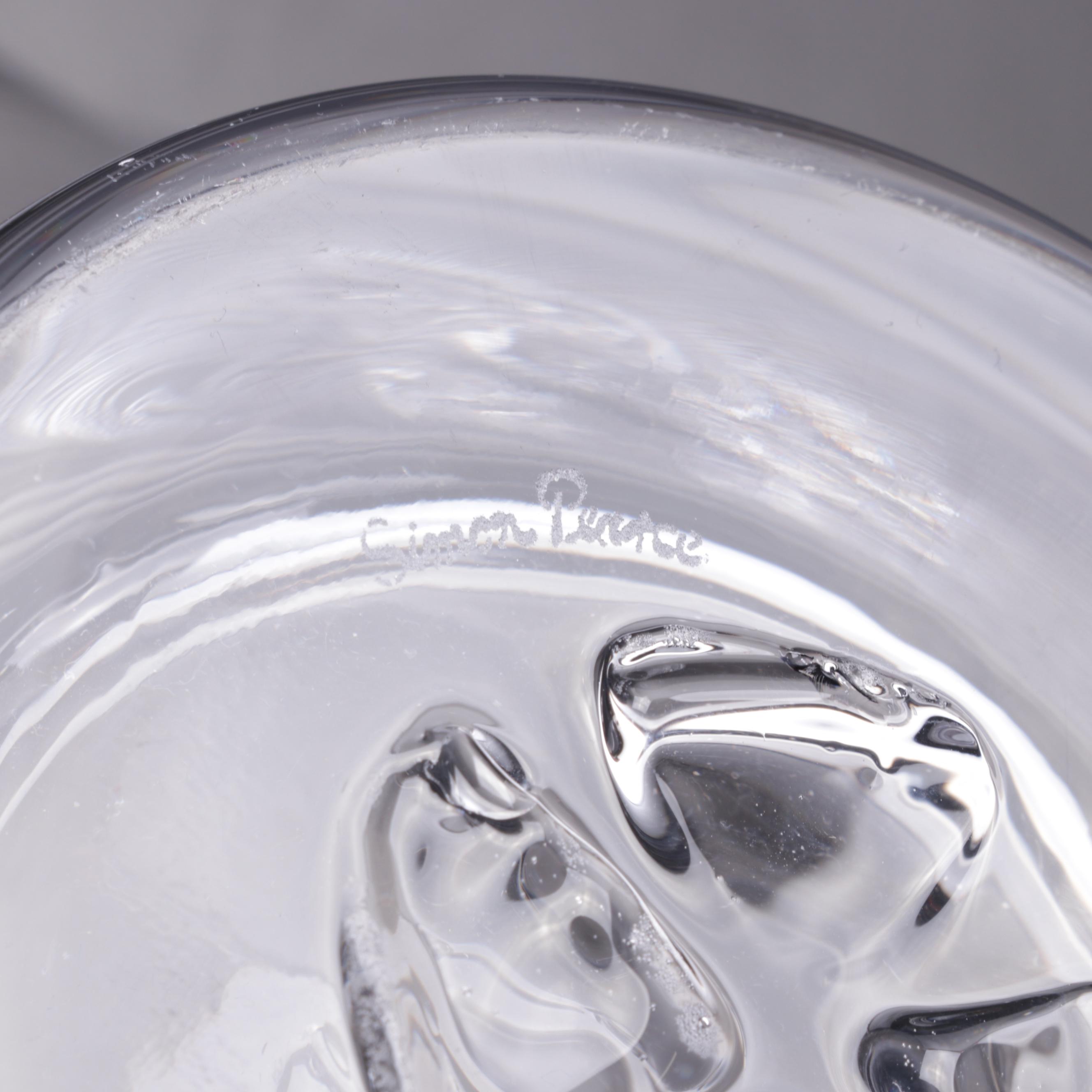 Simon Pearce "Chelsea" Blown Glass Centerpiece Bowl With Italian Votive Holders