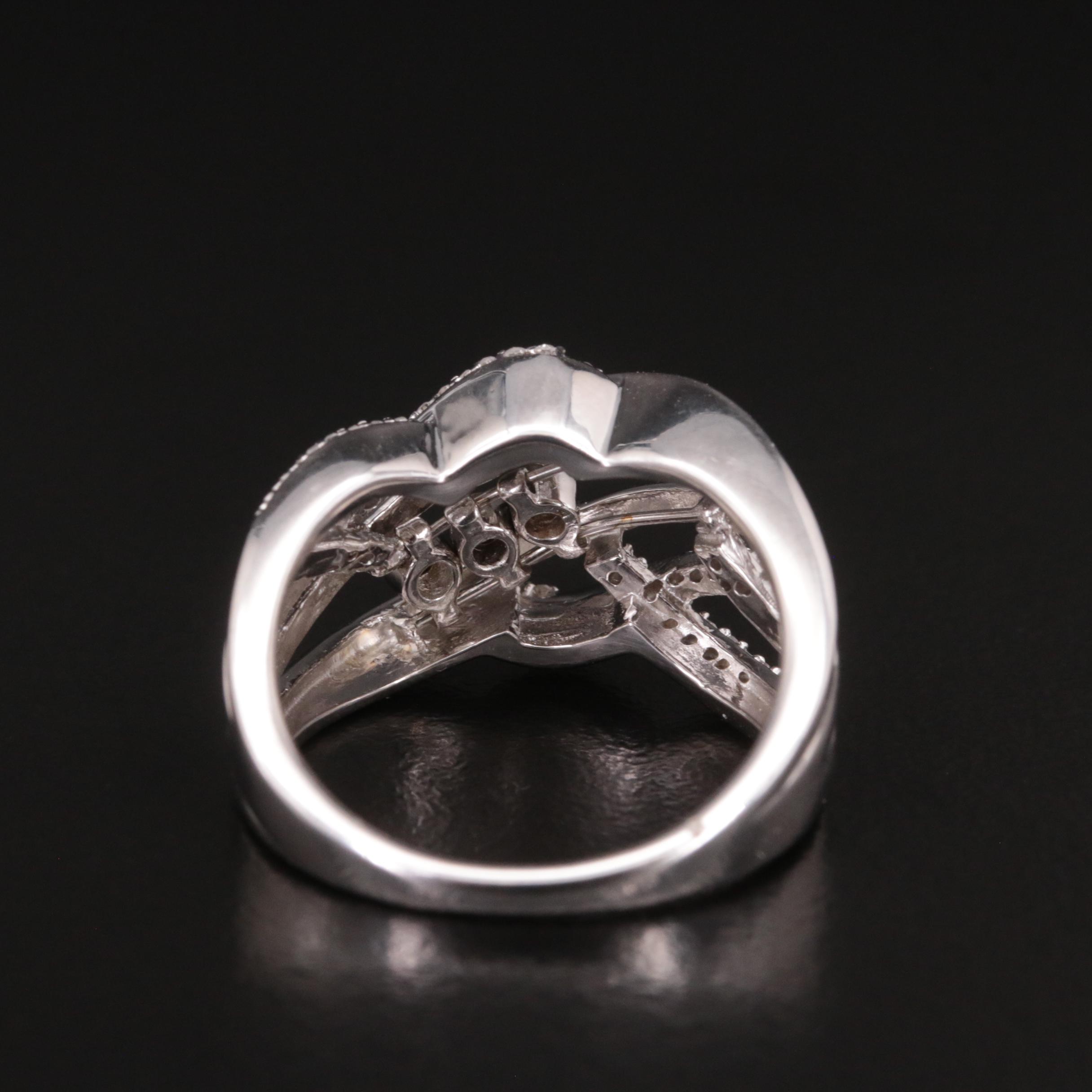 Sterling Diamond Crossover Slider Ring