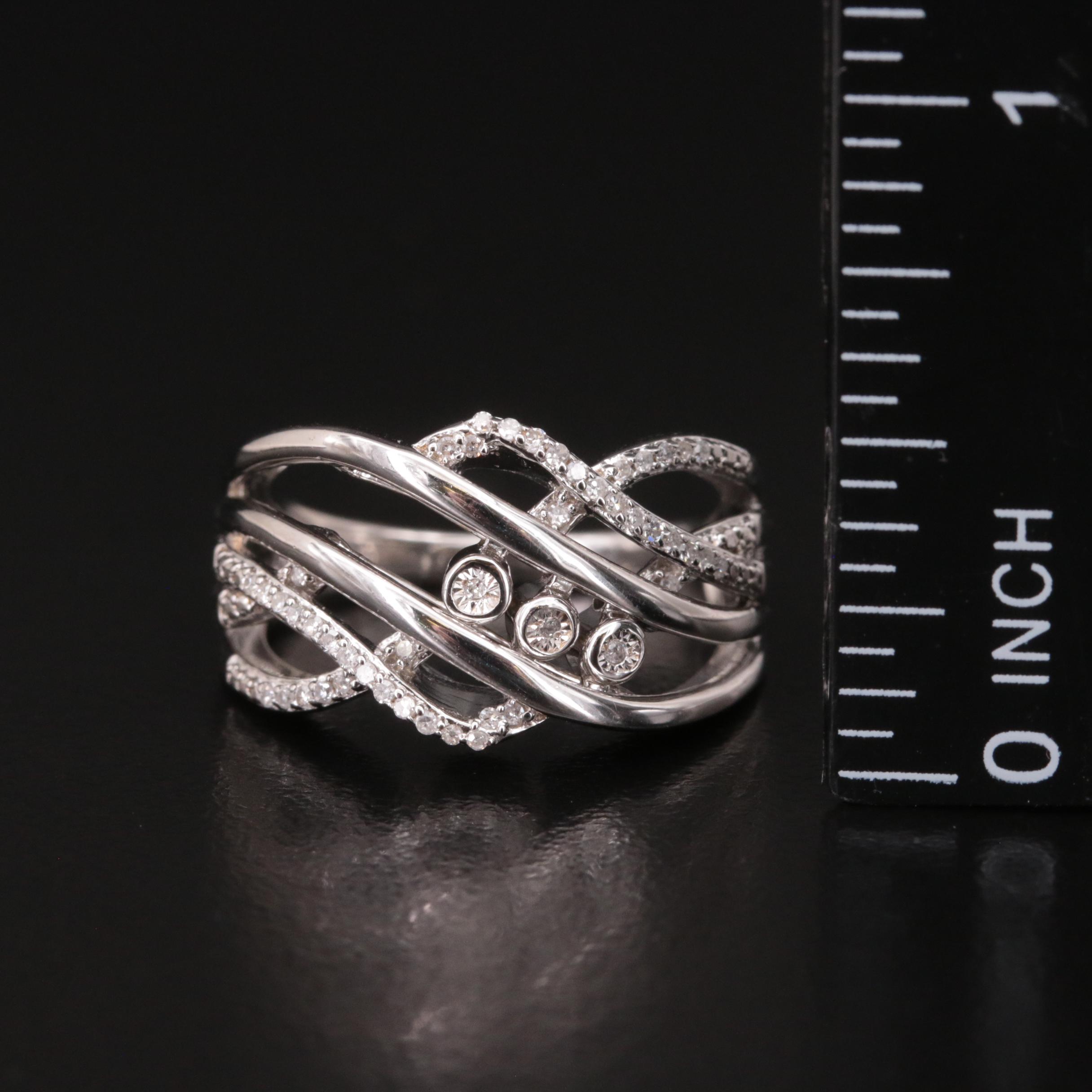 Sterling Diamond Crossover Slider Band