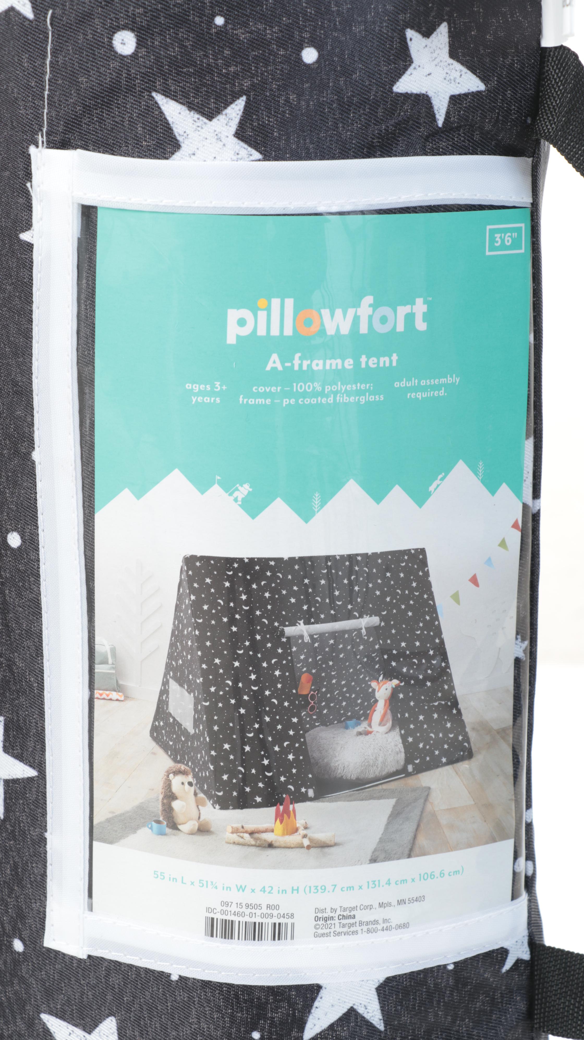 Pillowfort A-Frame Black Stars Print Kid's Play Tent
