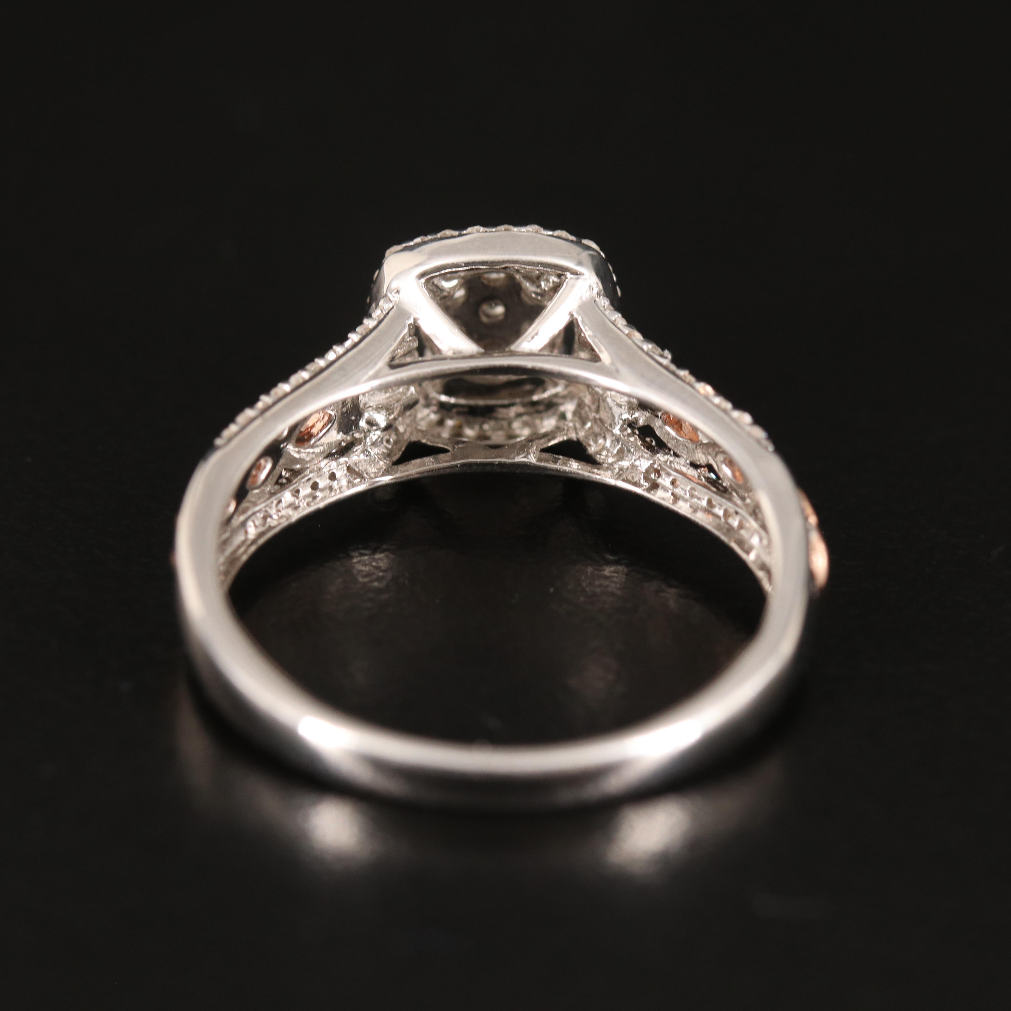 Sterling Diamond Ring with Braided Shoulders