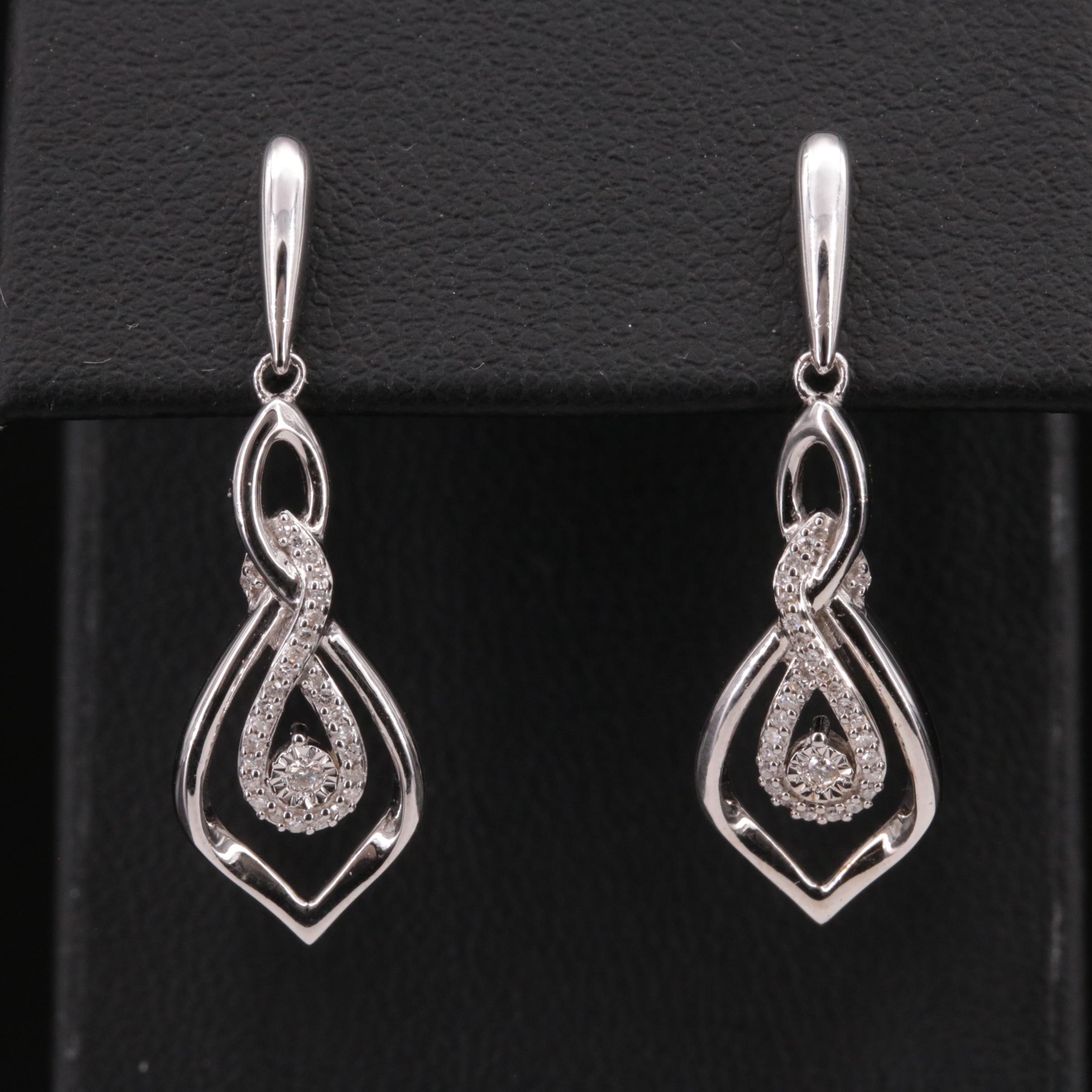 Sterling Diamond Drop Earrings