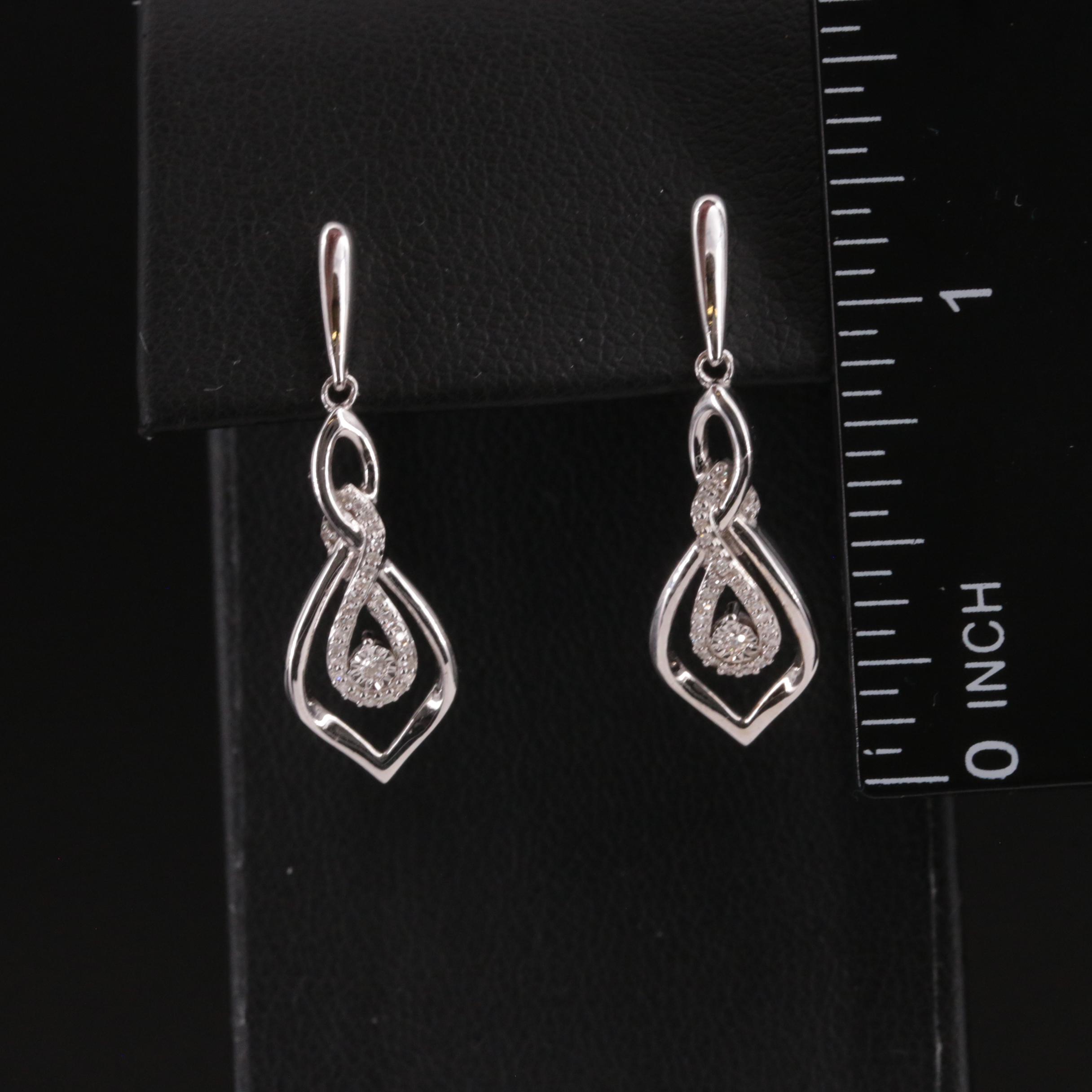 Sterling Diamond Drop Earrings
