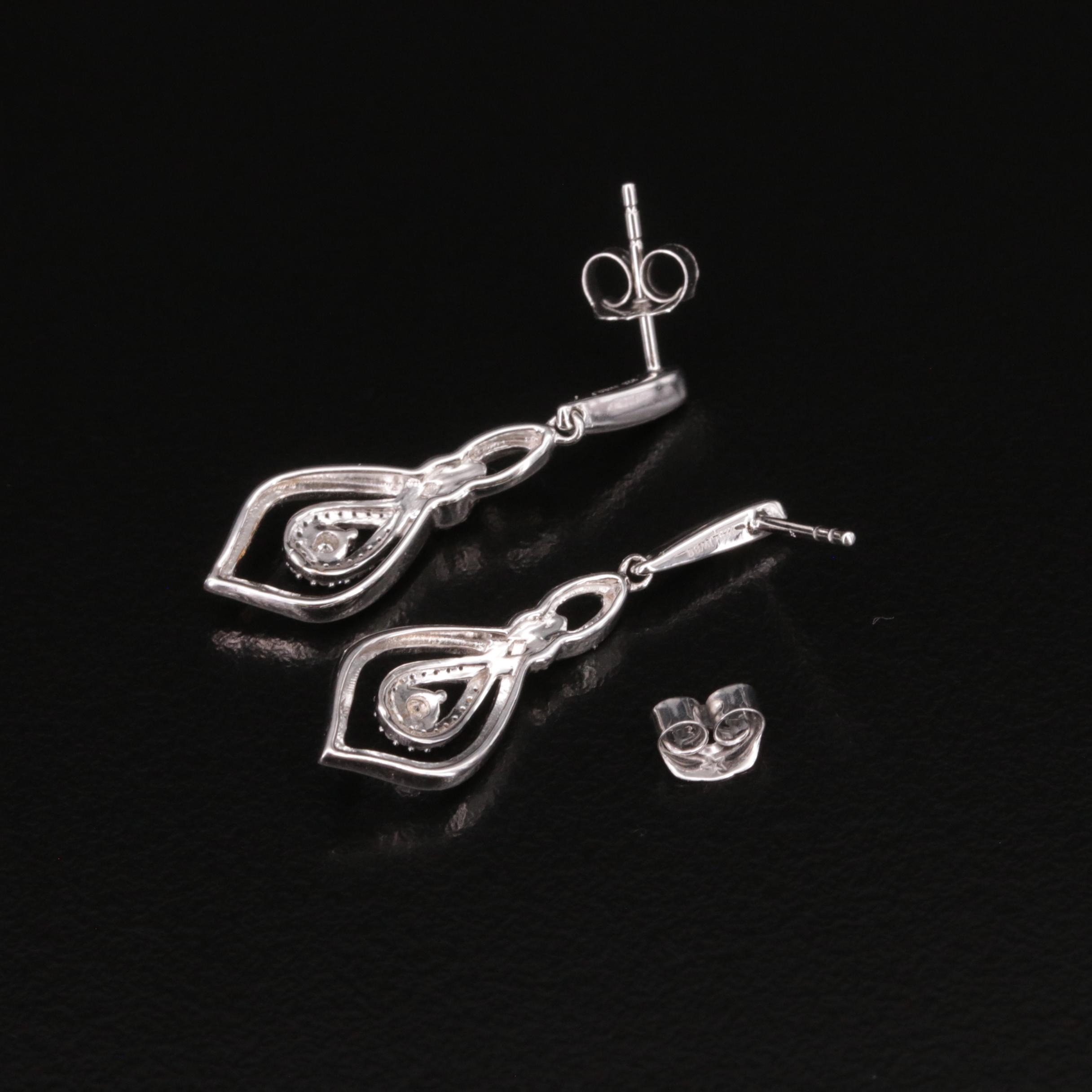 Sterling Diamond Drop Earrings