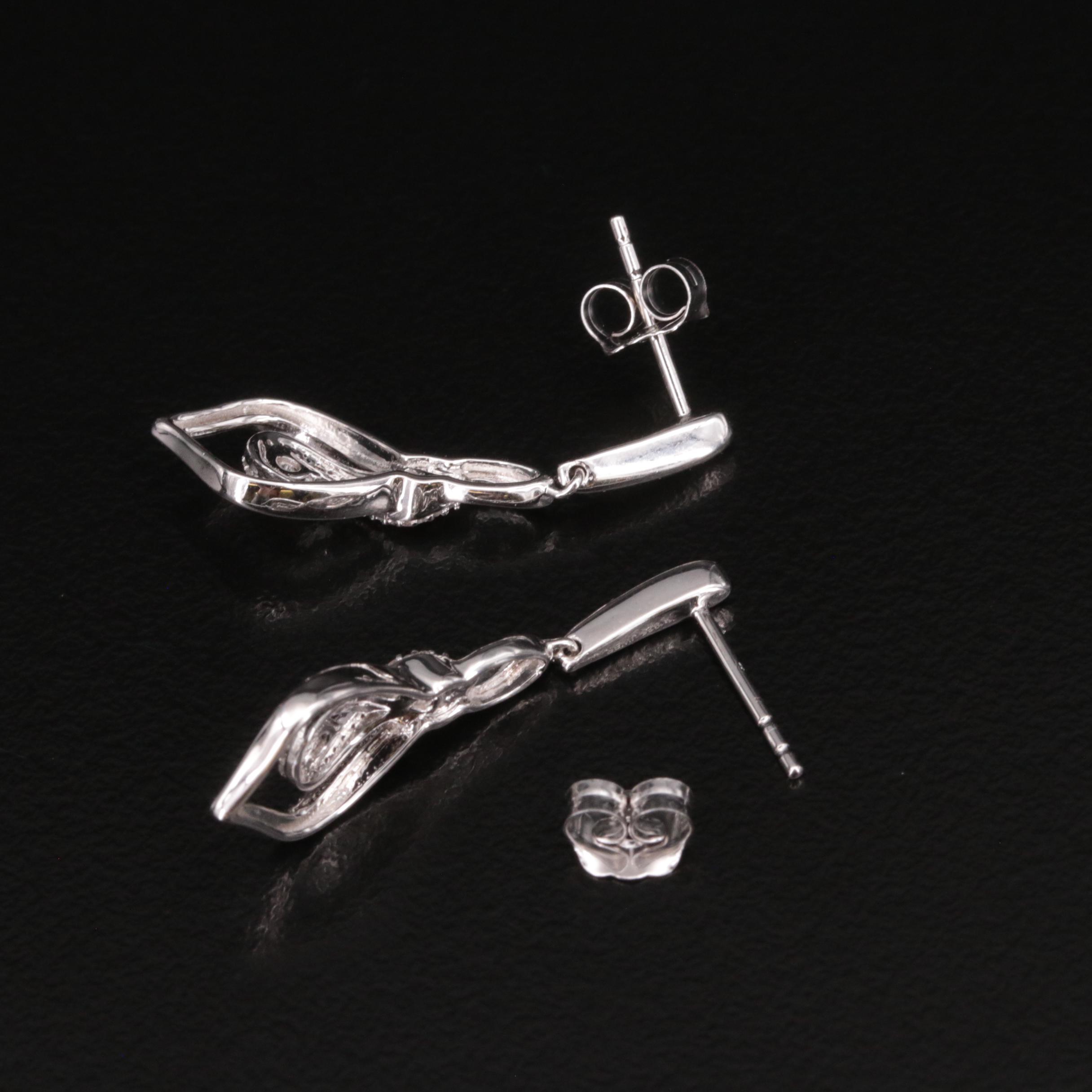 Sterling Diamond Drop Earrings