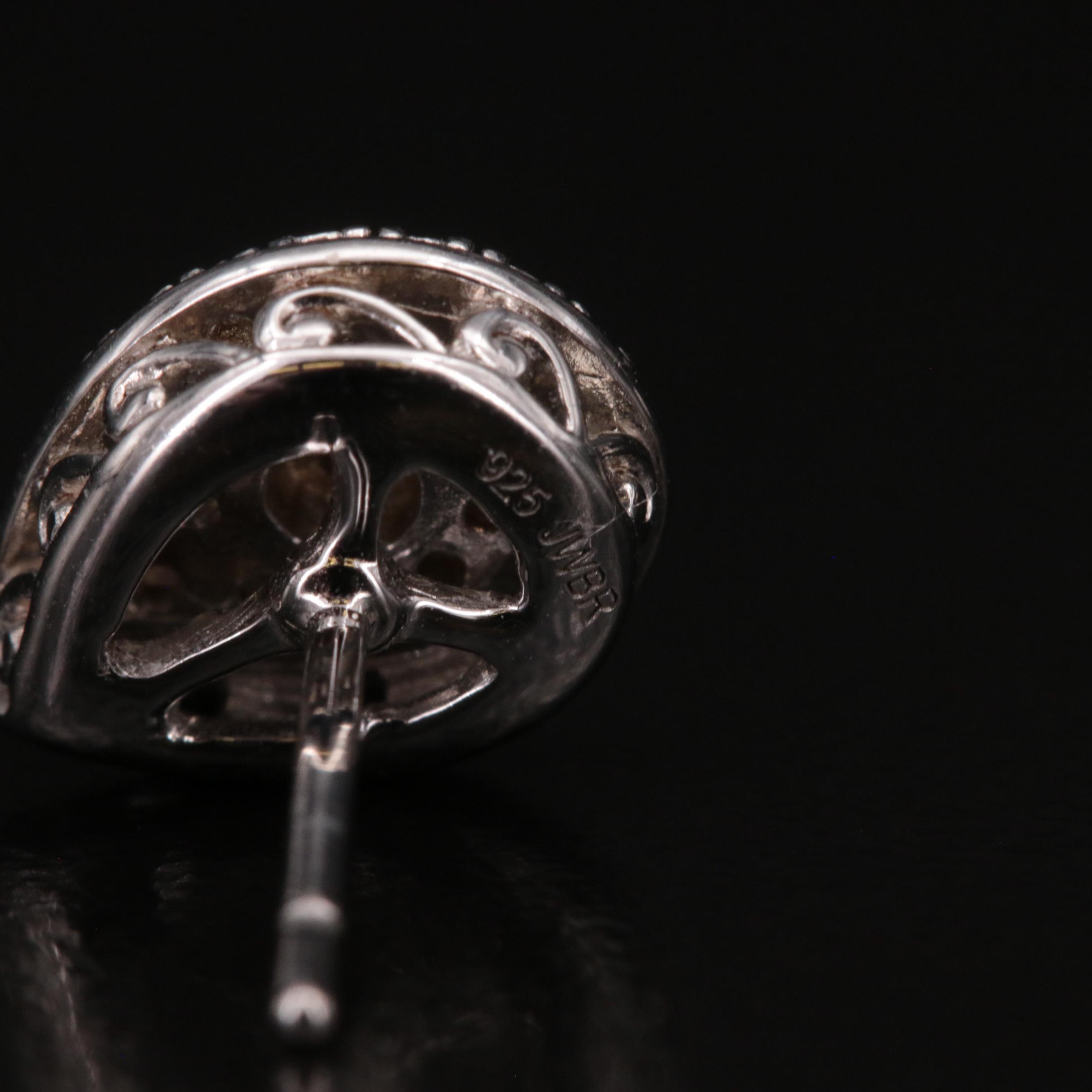 Sterling Diamond Teardrop Stud Earrings