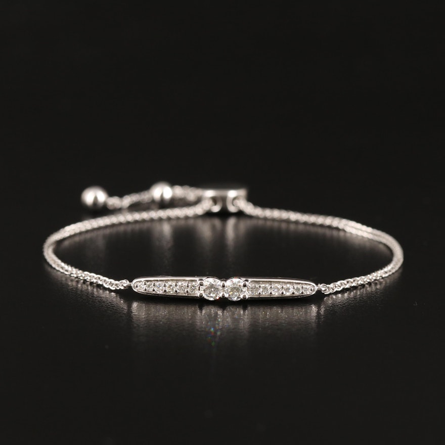 Sterling Diamond Bolo Bracelet