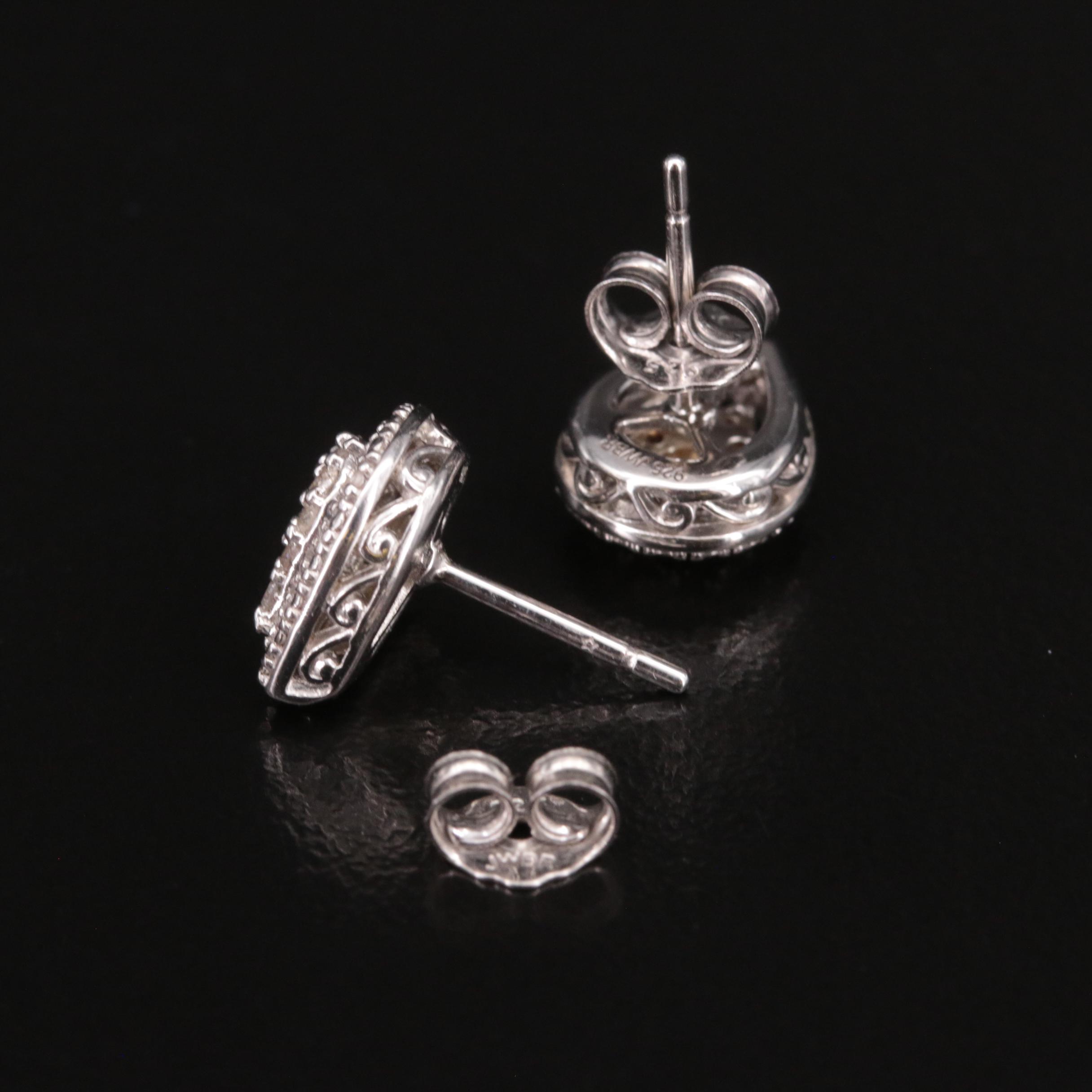 Sterling Diamond Teardrop Stud Earrings