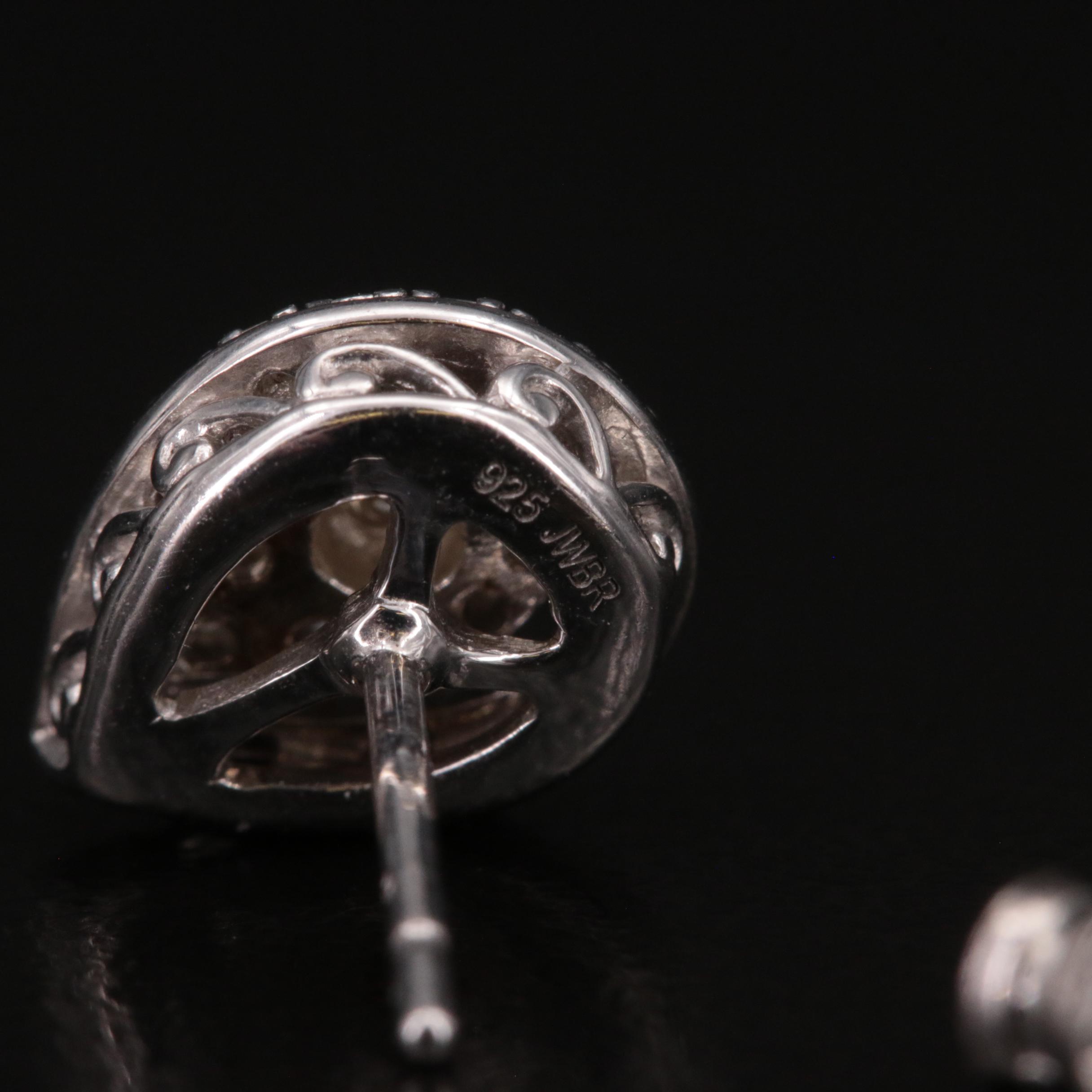 Sterling Diamond Teardrop Stud Earrings