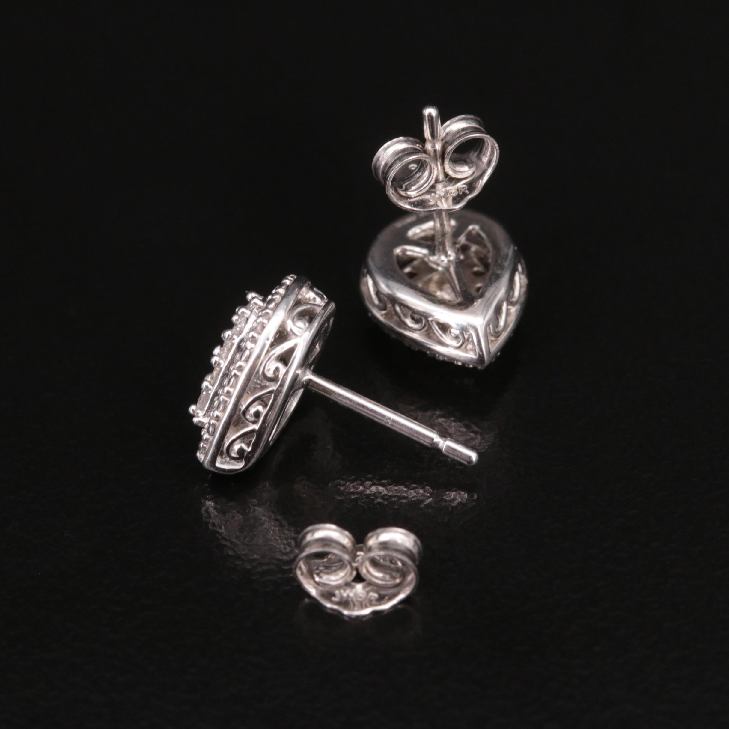 Sterling Diamond Teardrop Stud Earrings