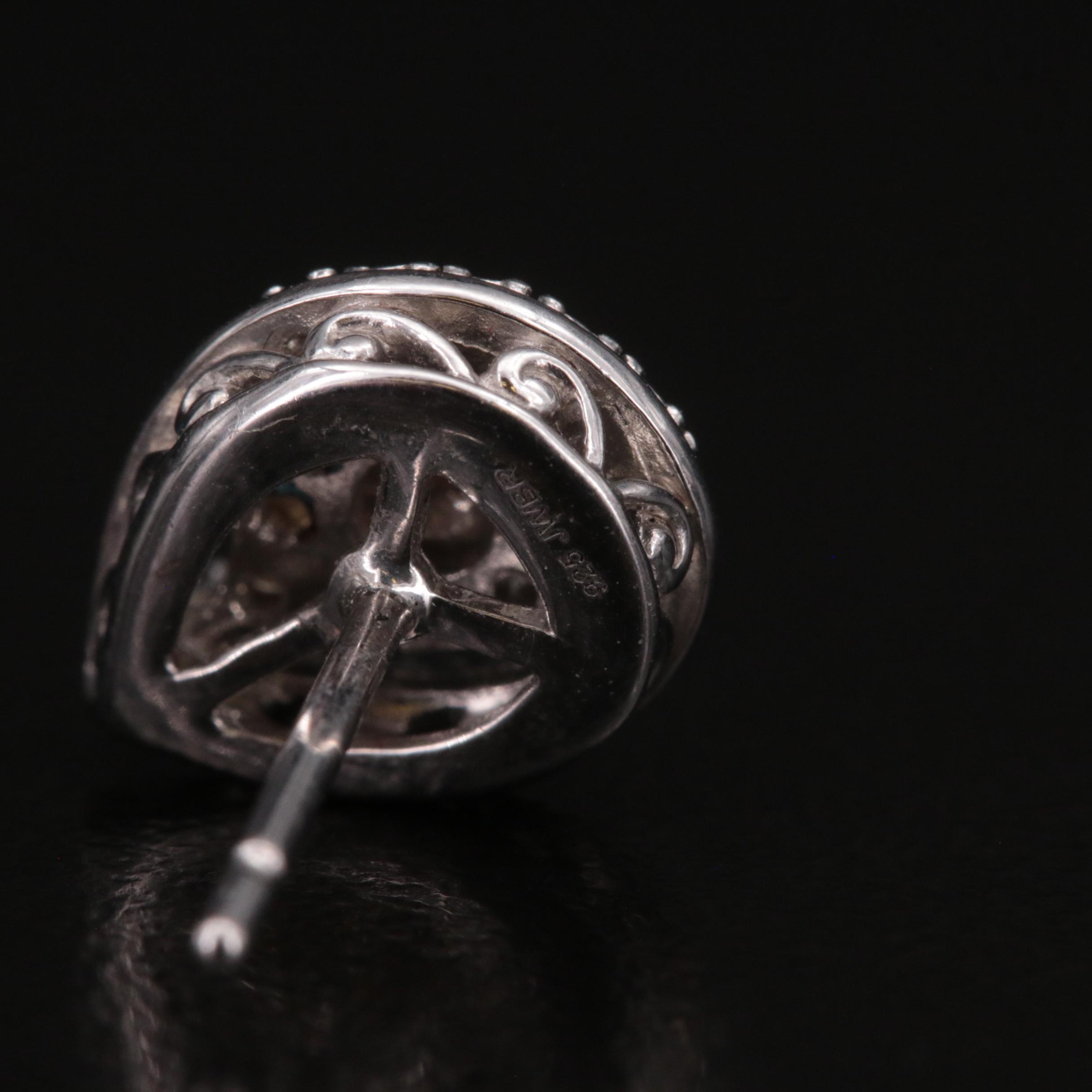 Sterling Diamond Teardrop Stud Earrings