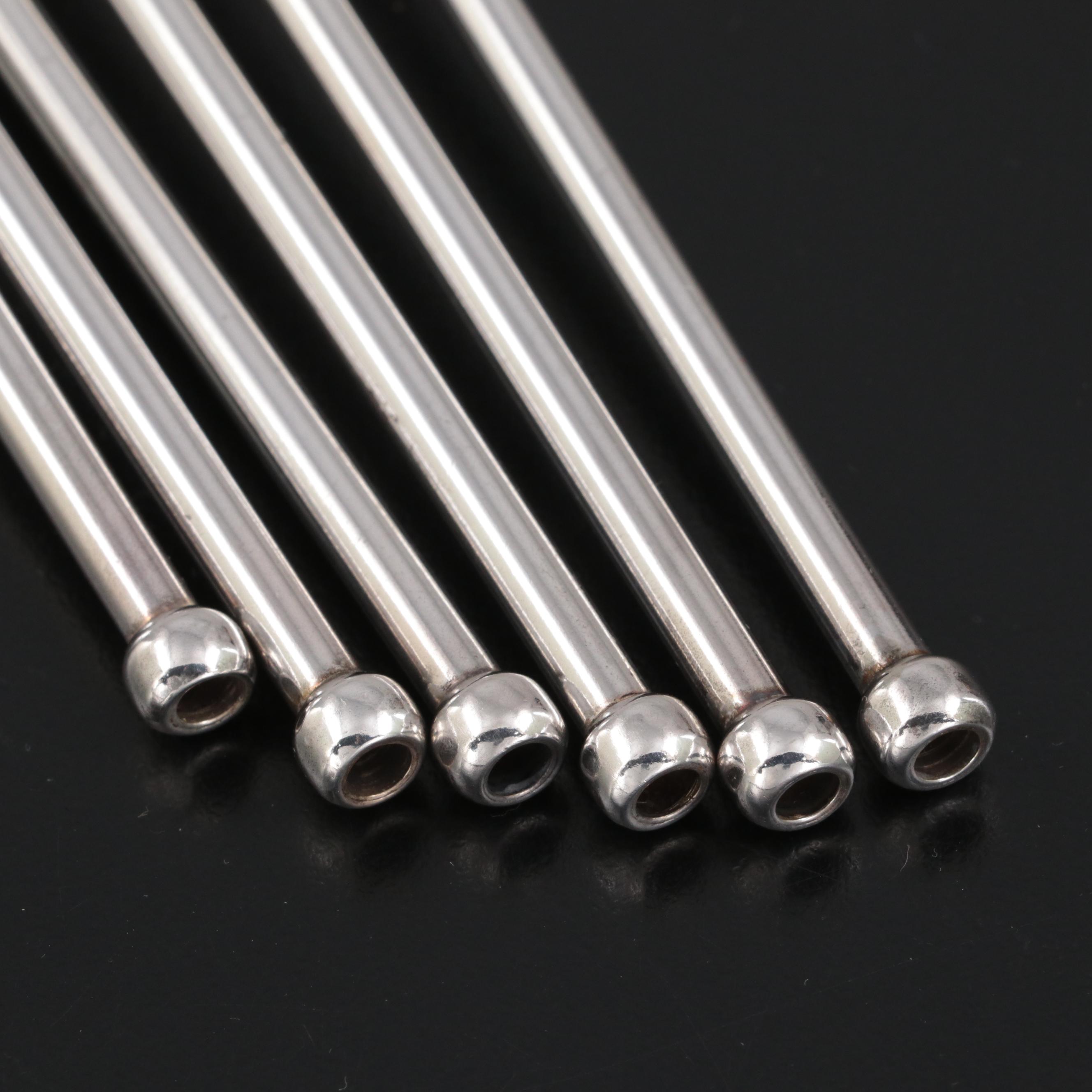 Set of Sterling Silver Shell Motif Iced Tea Straw Spoons