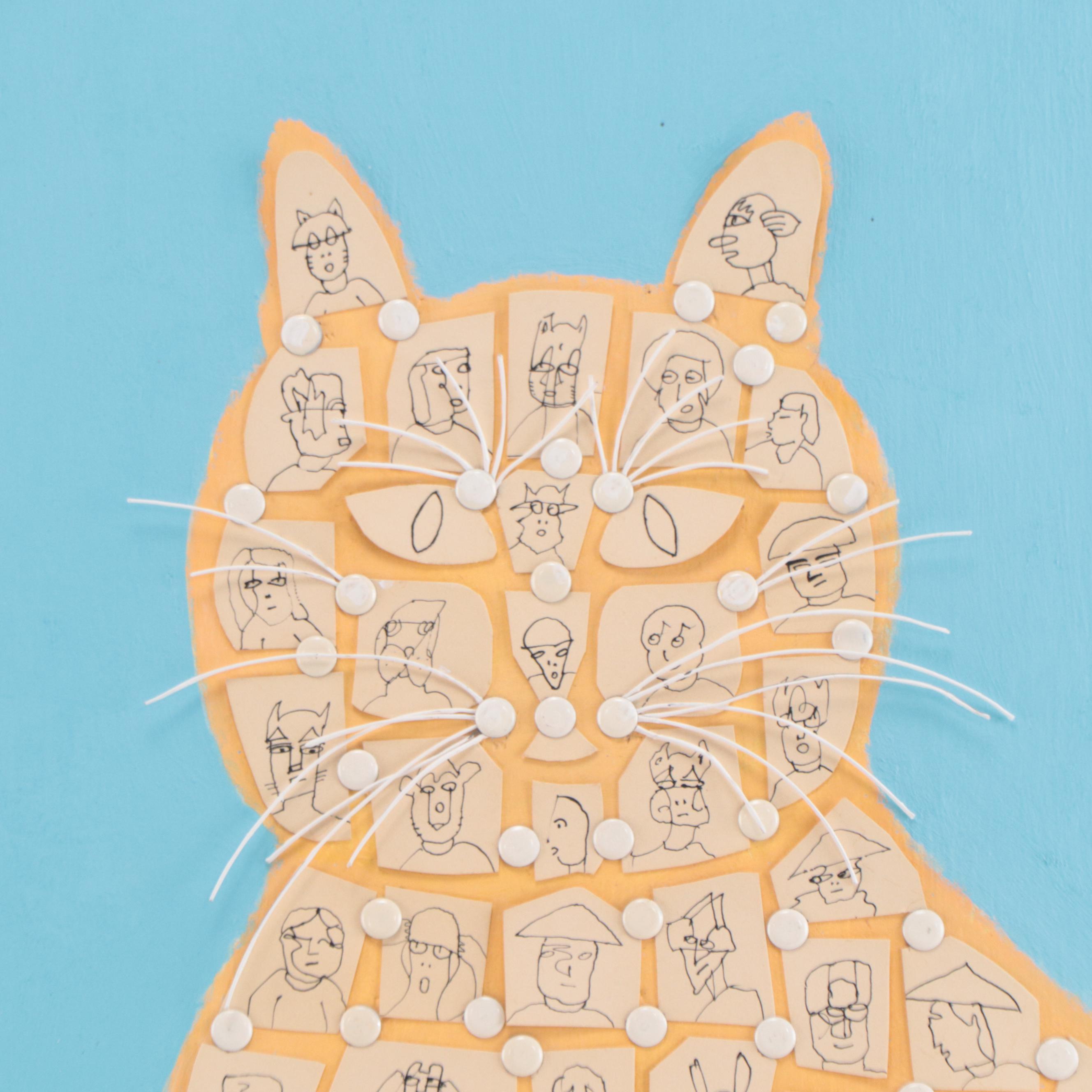 Stewart Katz Mixed Media Composition of Cat