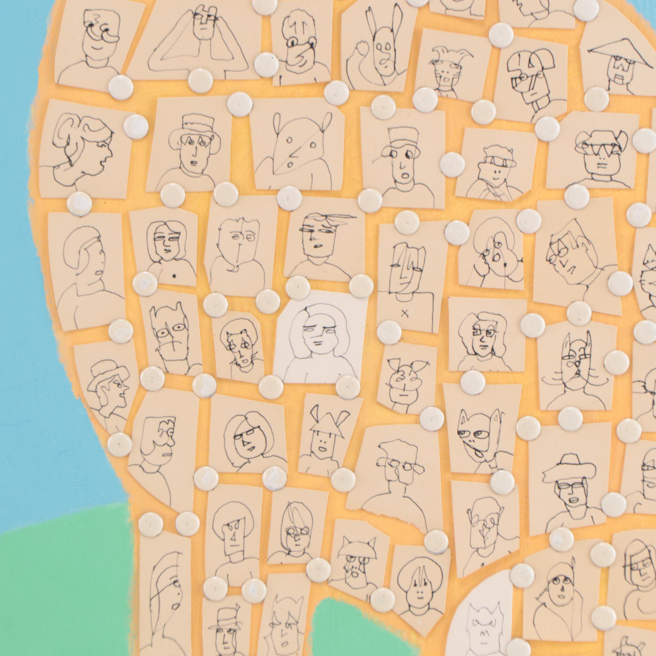 Stewart Katz Mixed Media Composition of Cat