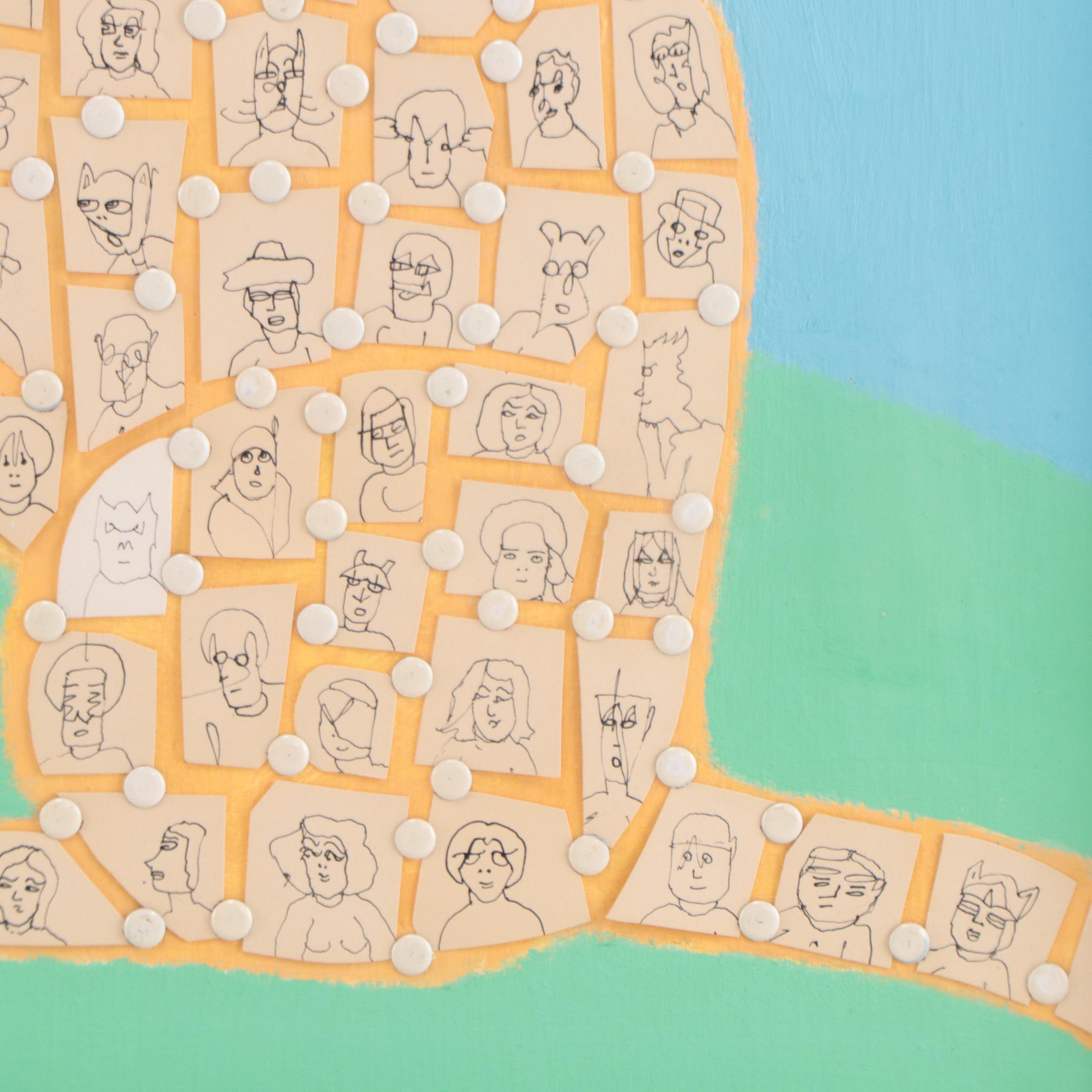 Stewart Katz Mixed Media Composition of Cat