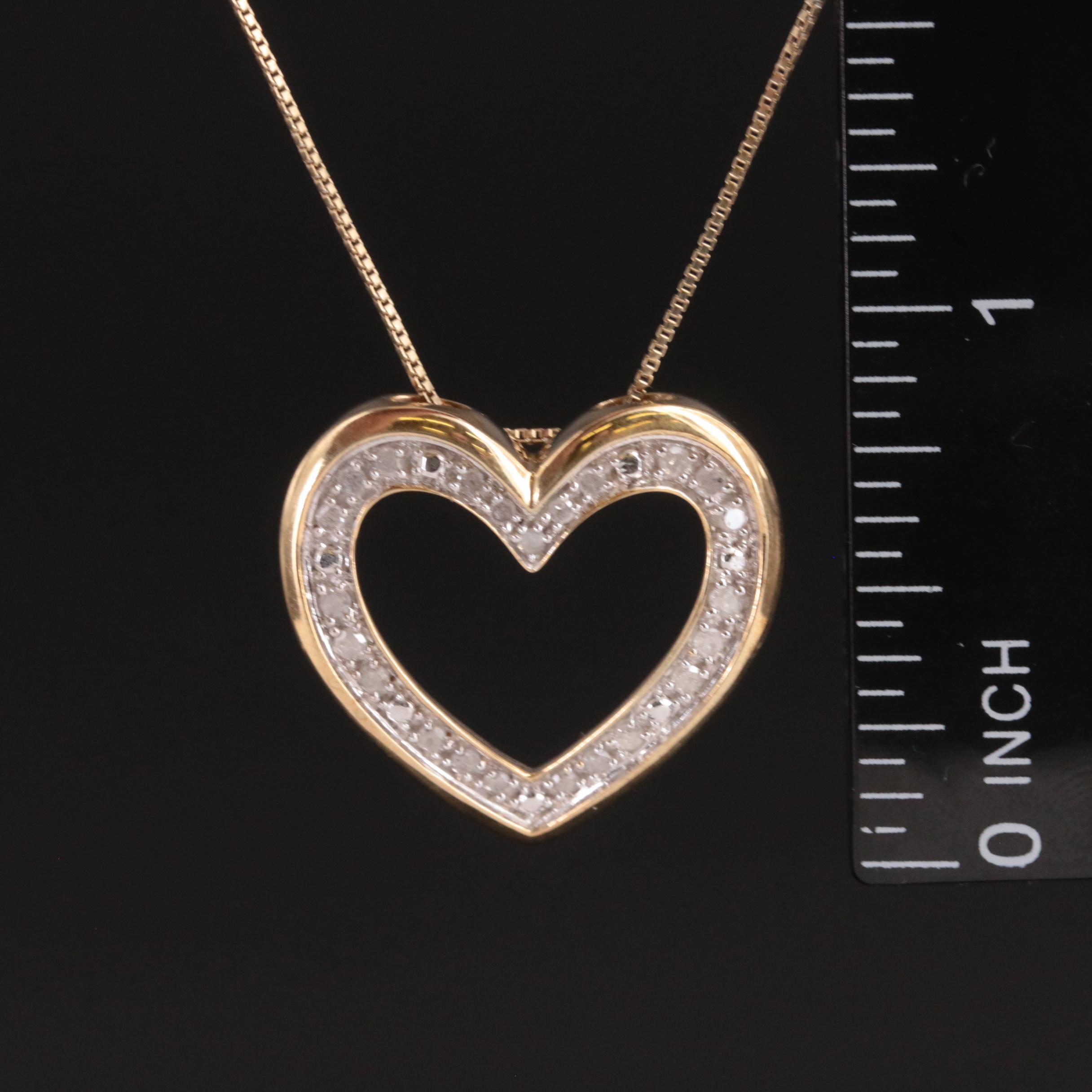 Sterling Diamond Heart Pendant Necklace