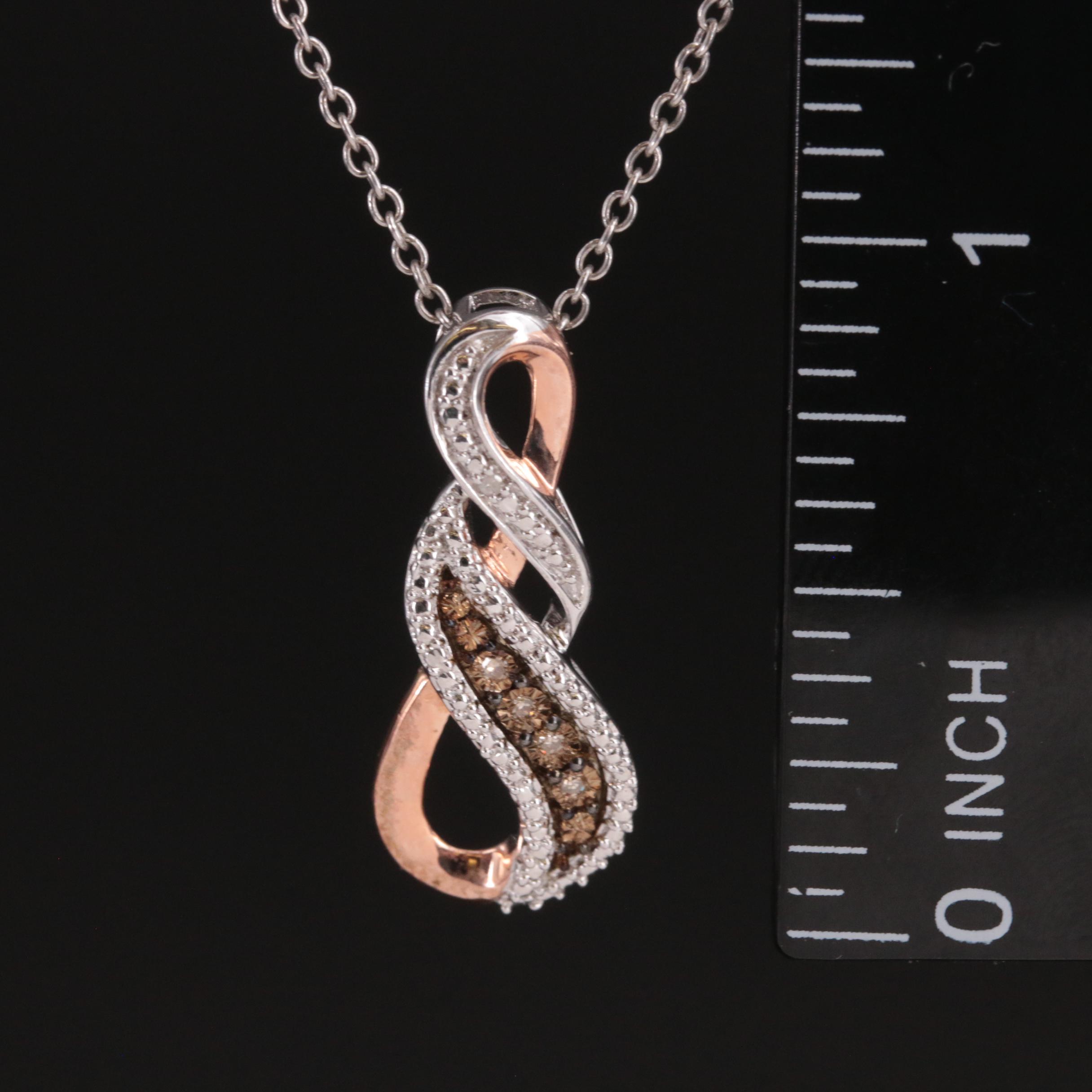 Sterling Diamond Twist Pendant Necklace