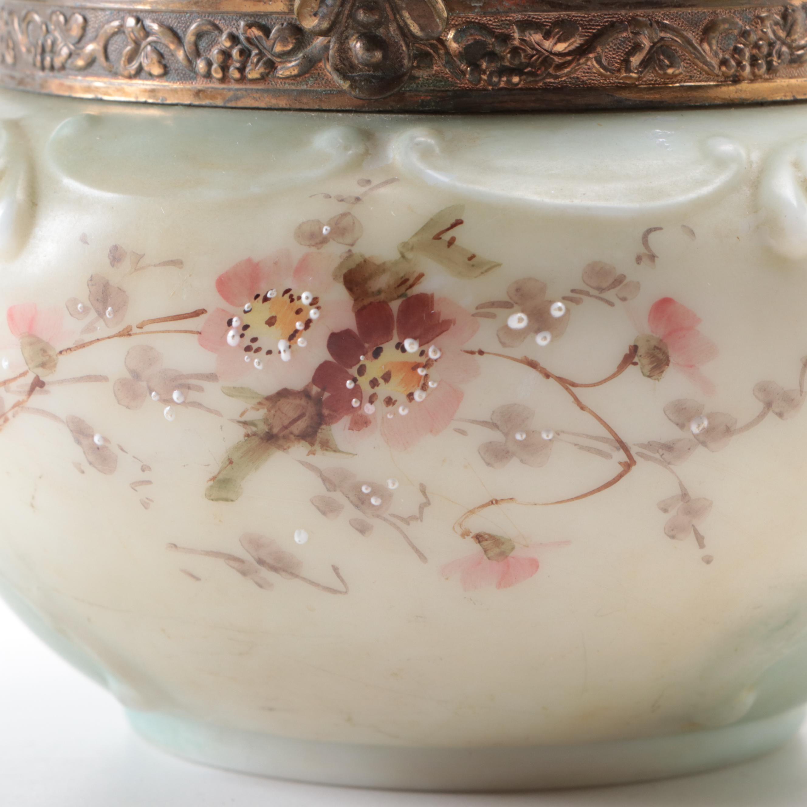 Wavecrest C.F. Monroe and Other Victorian Style Satin Glass Vanity Trinket Boxes