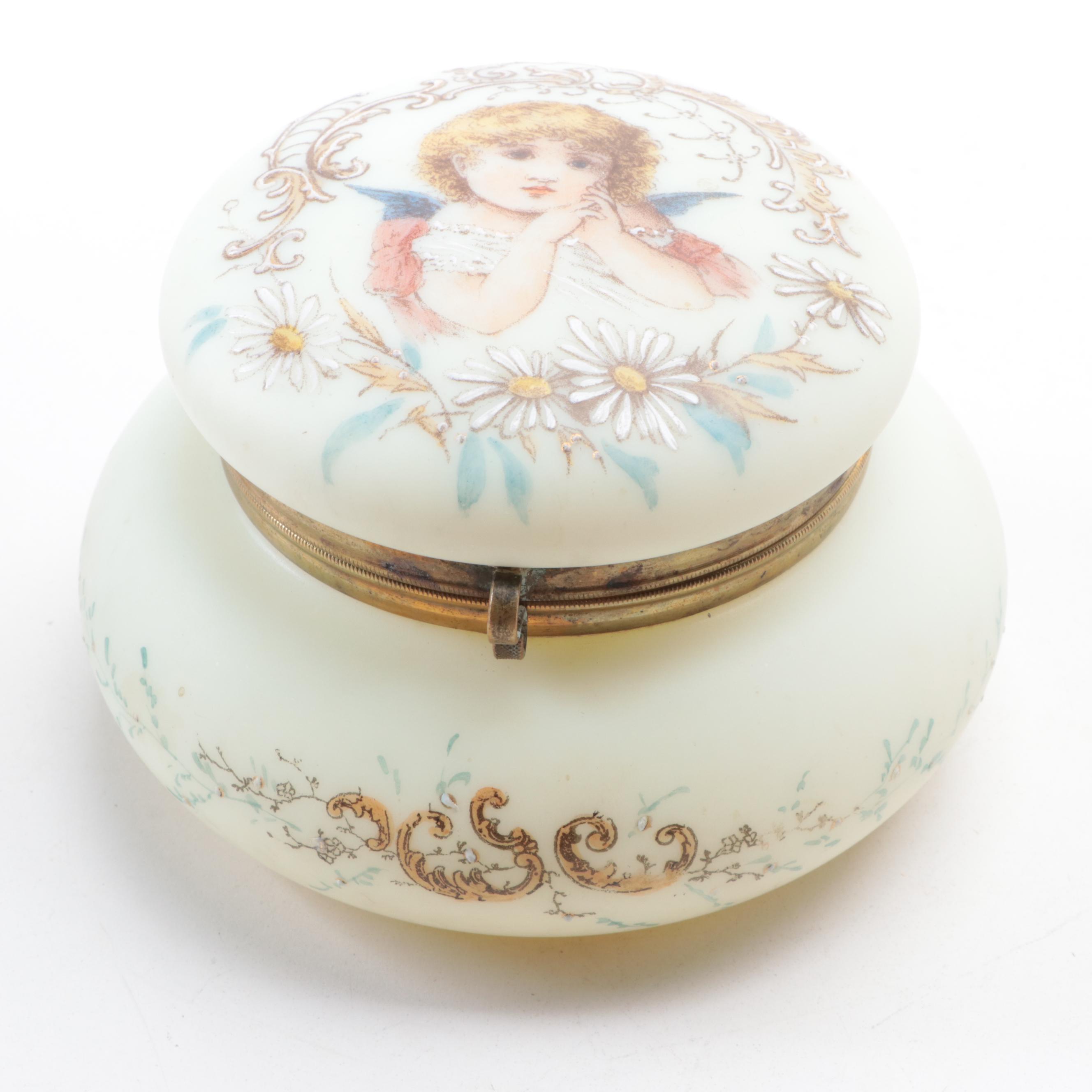 Wavecrest C.F. Monroe and Other Victorian Style Satin Glass Vanity Trinket Boxes