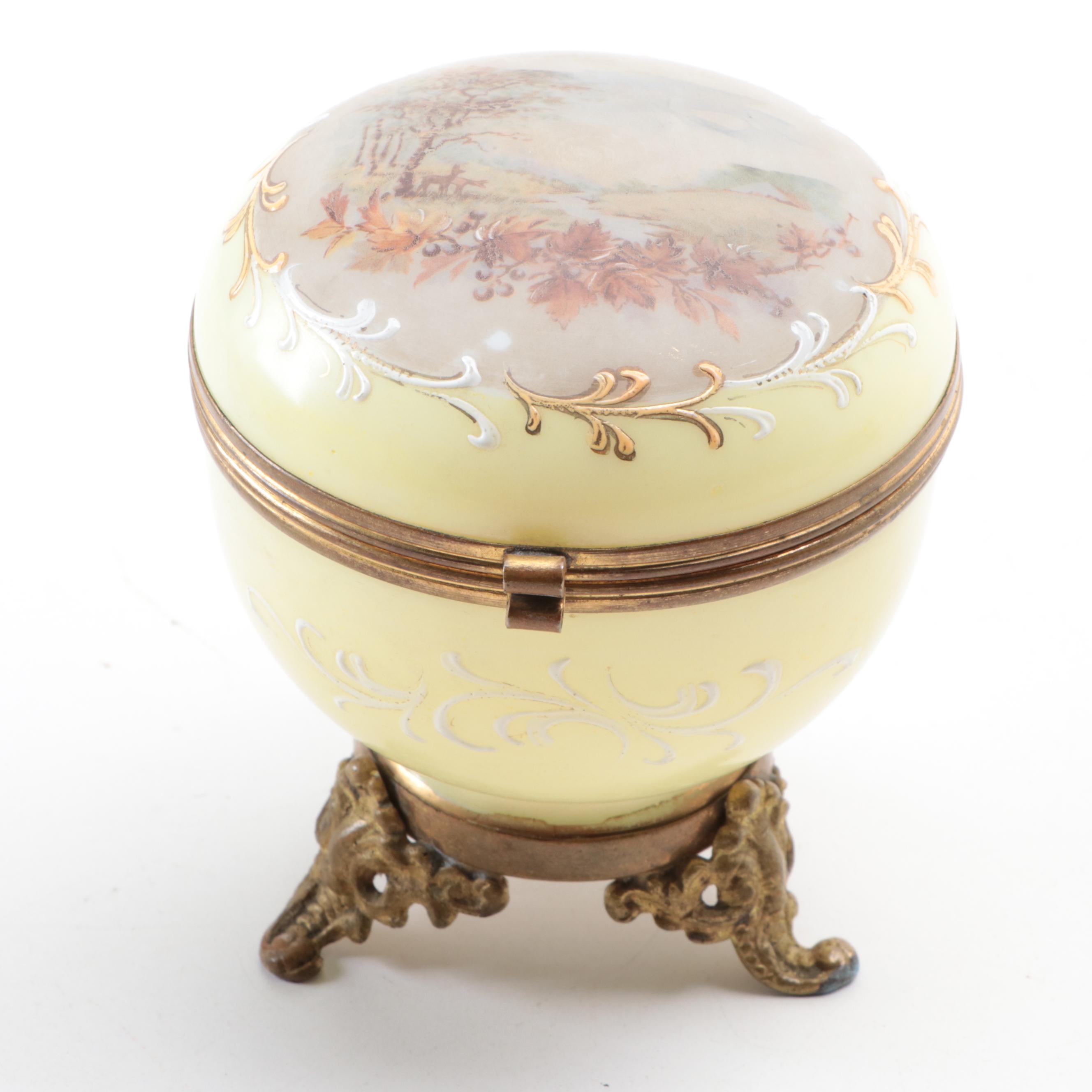 Wavecrest C.F. Monroe and Other Victorian Style Satin Glass Vanity Trinket Boxes