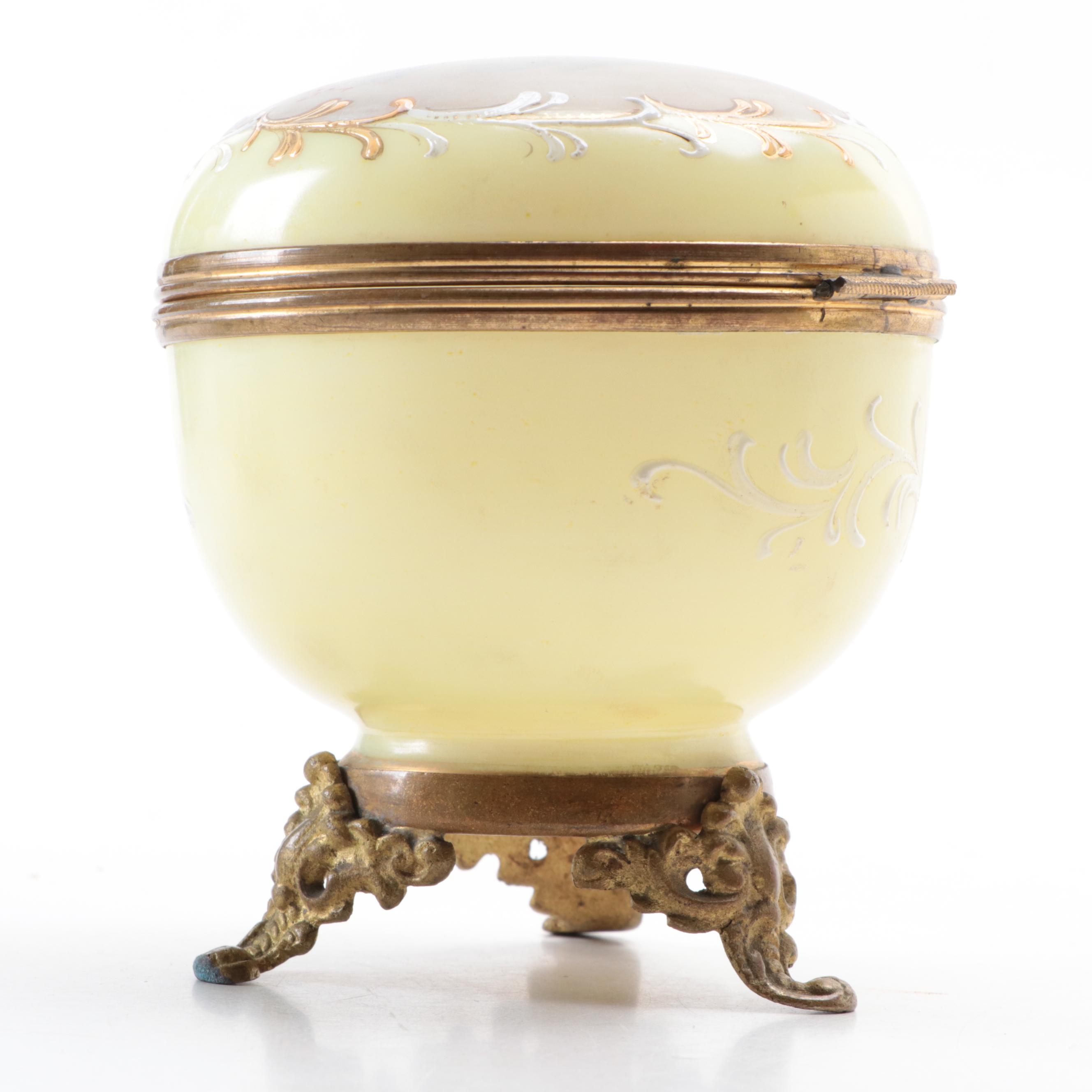 Wavecrest C.F. Monroe and Other Victorian Style Satin Glass Vanity Trinket Boxes