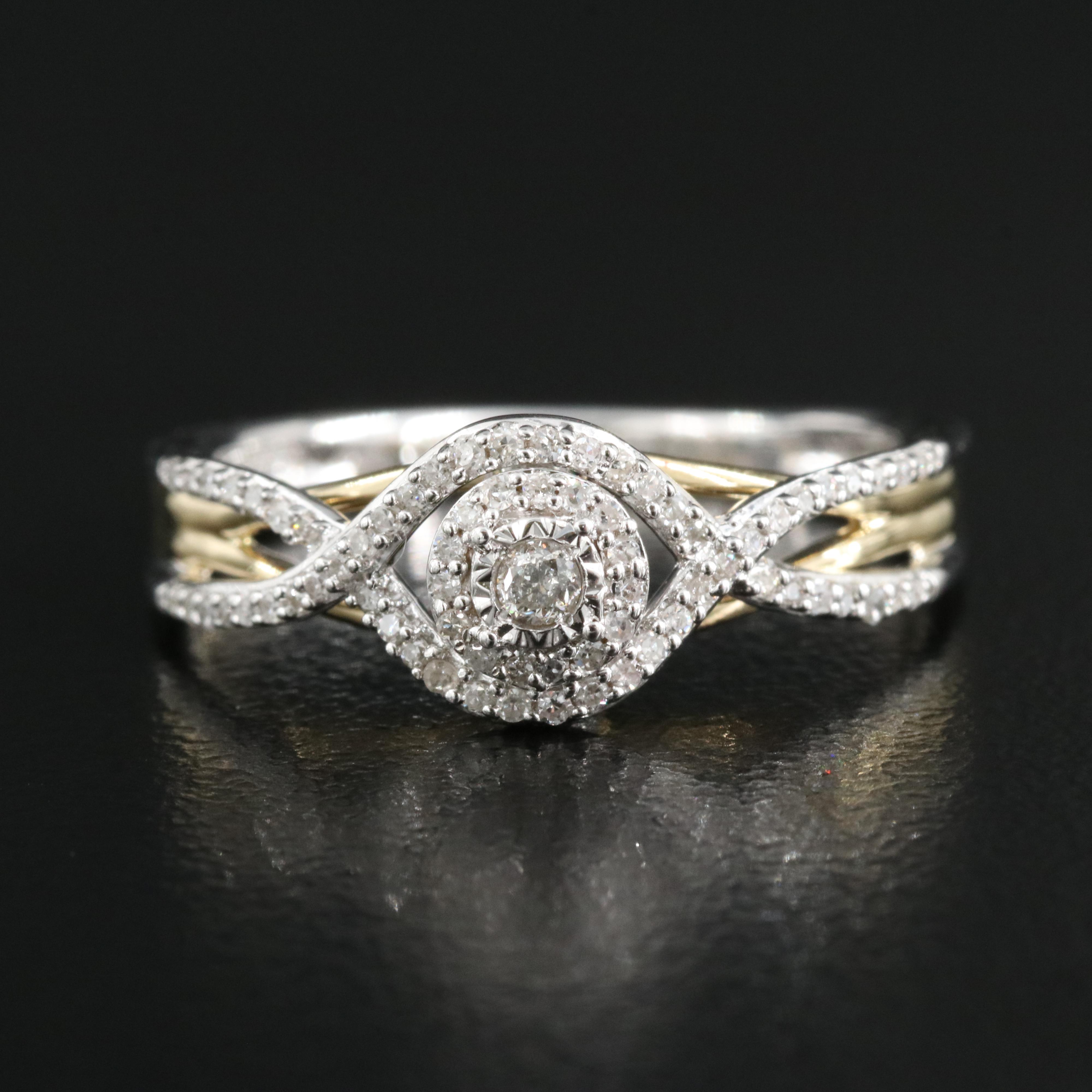 Sterling Diamond and Amethyst Ring