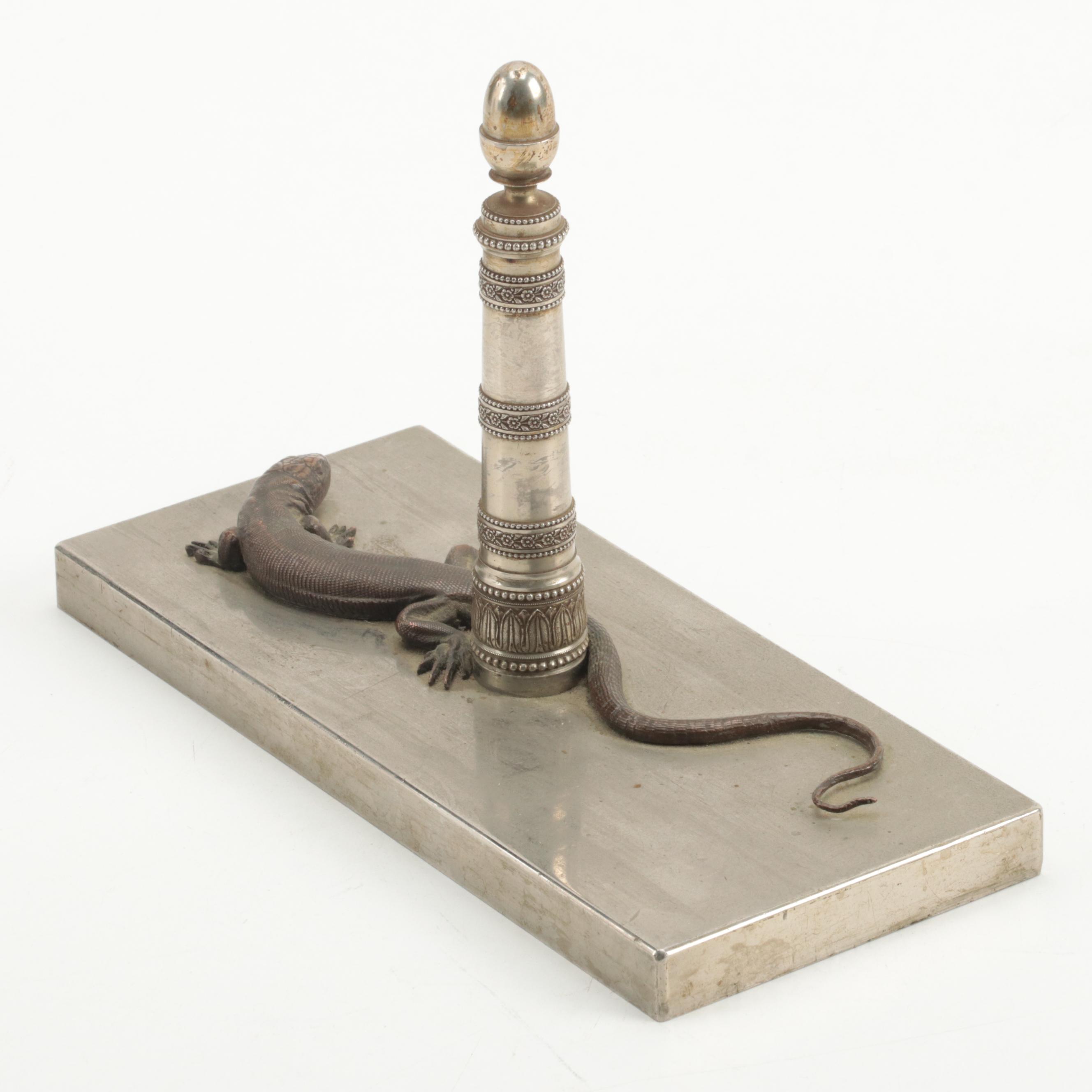 Large Grand Tour Blotter or Paperweight in Brass and Bronze, Late 19th C.