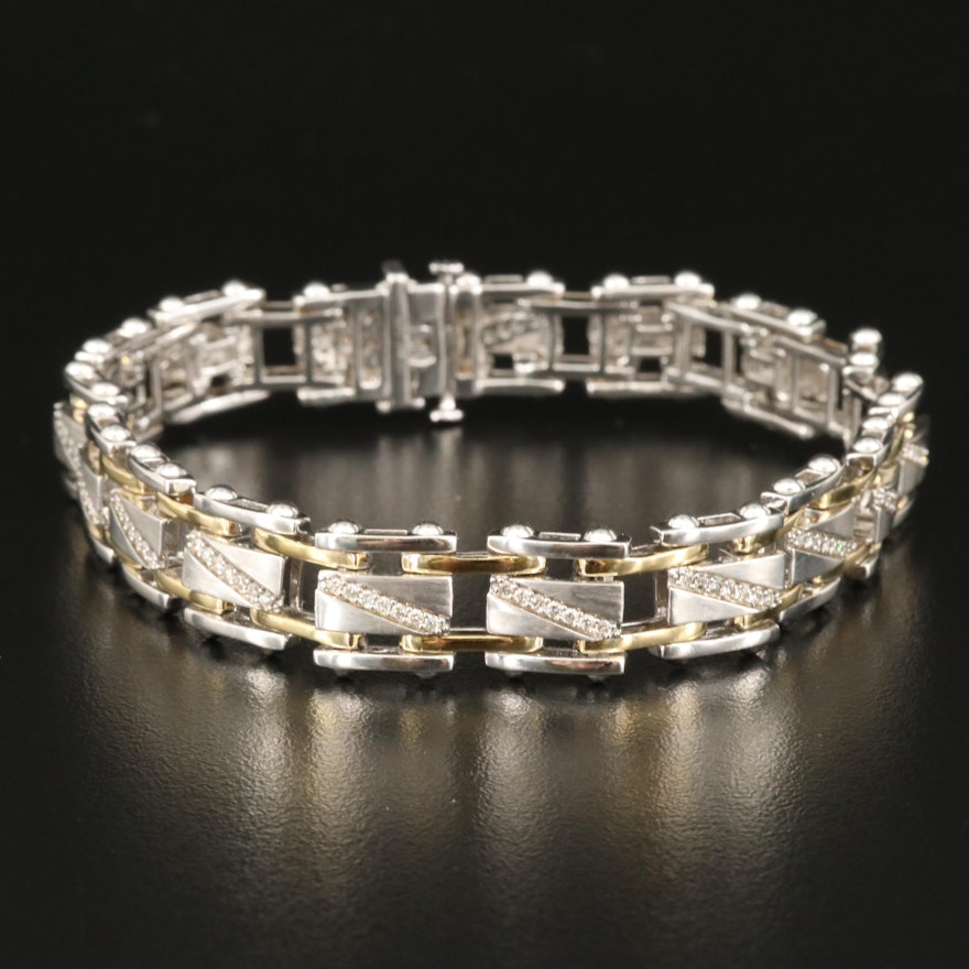 Sterling 1.02 CTW Diamond Fancy Link Bracelet