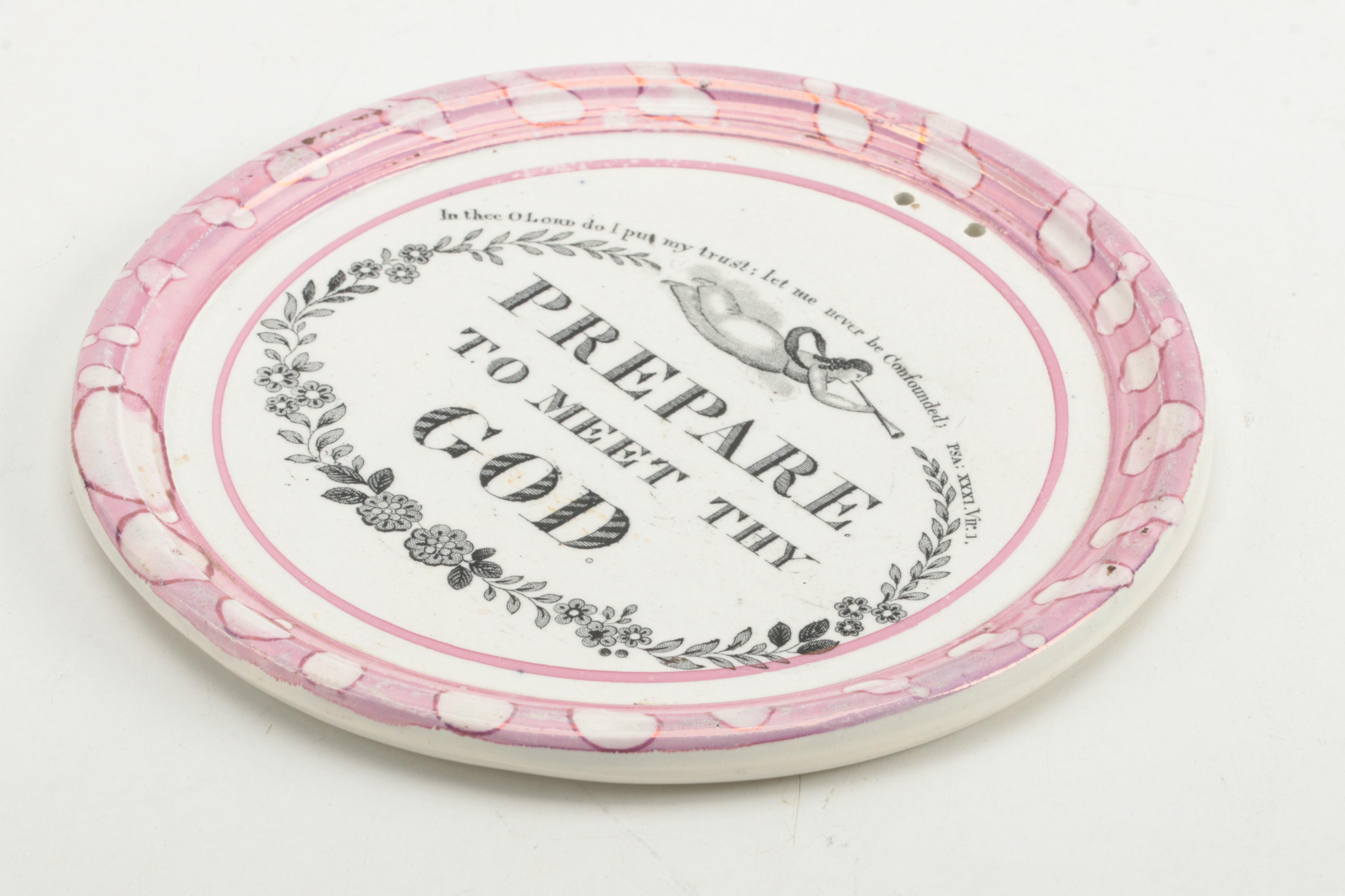 English Soft Paste Porcelain Lustreware Plaque, Early 19th Century
