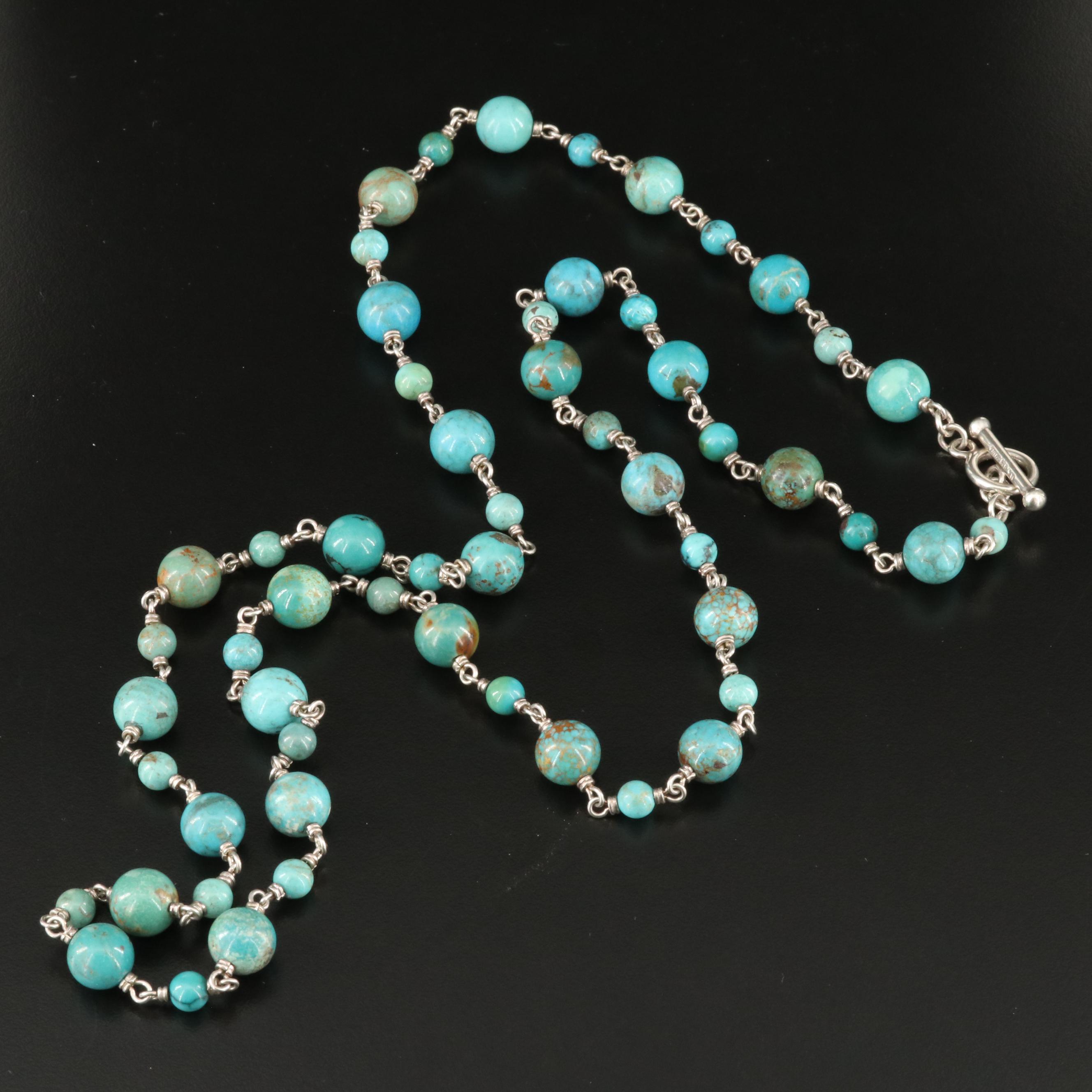 Sterling Turquoise Station Necklace