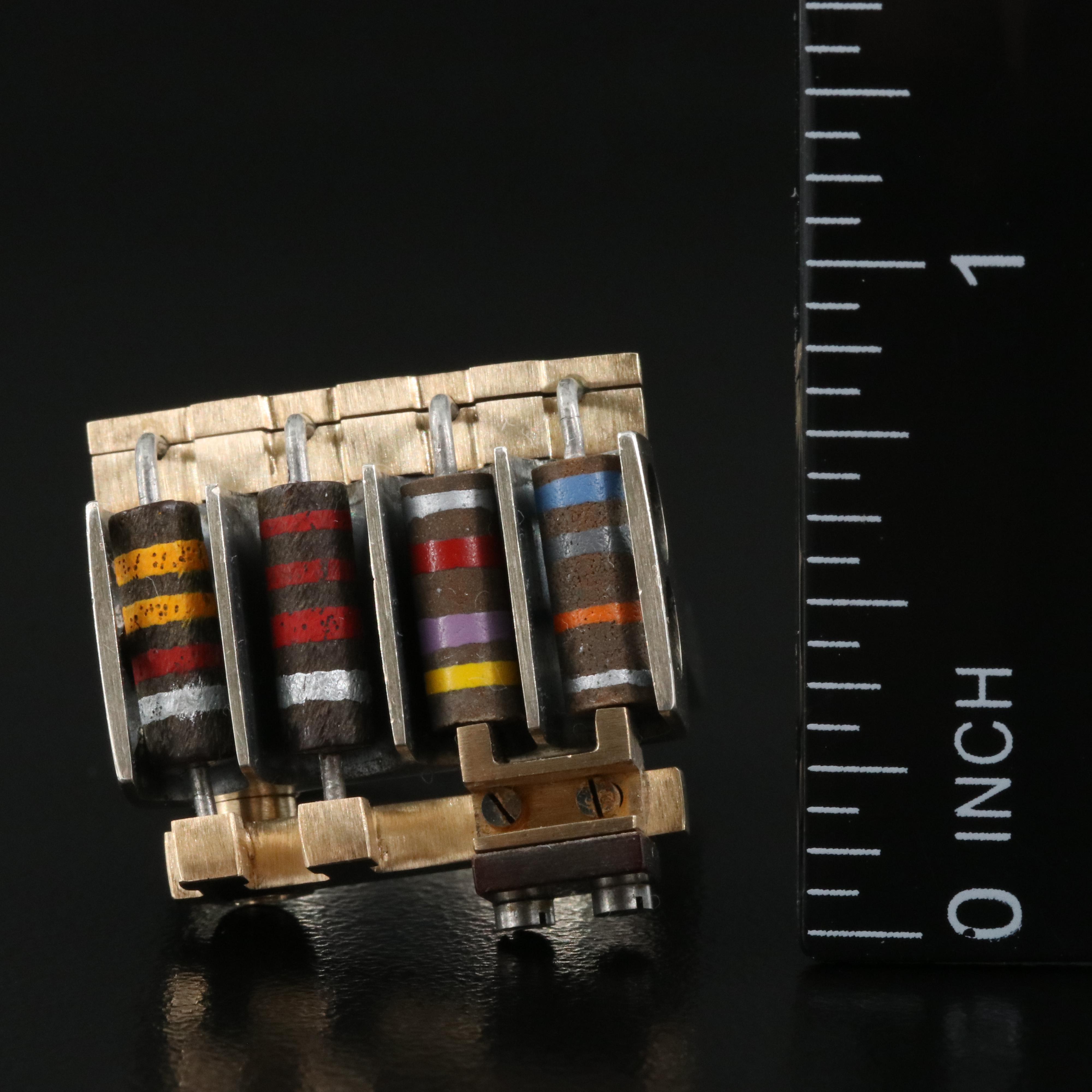 Modernist Signed Sterling Transistor Ring