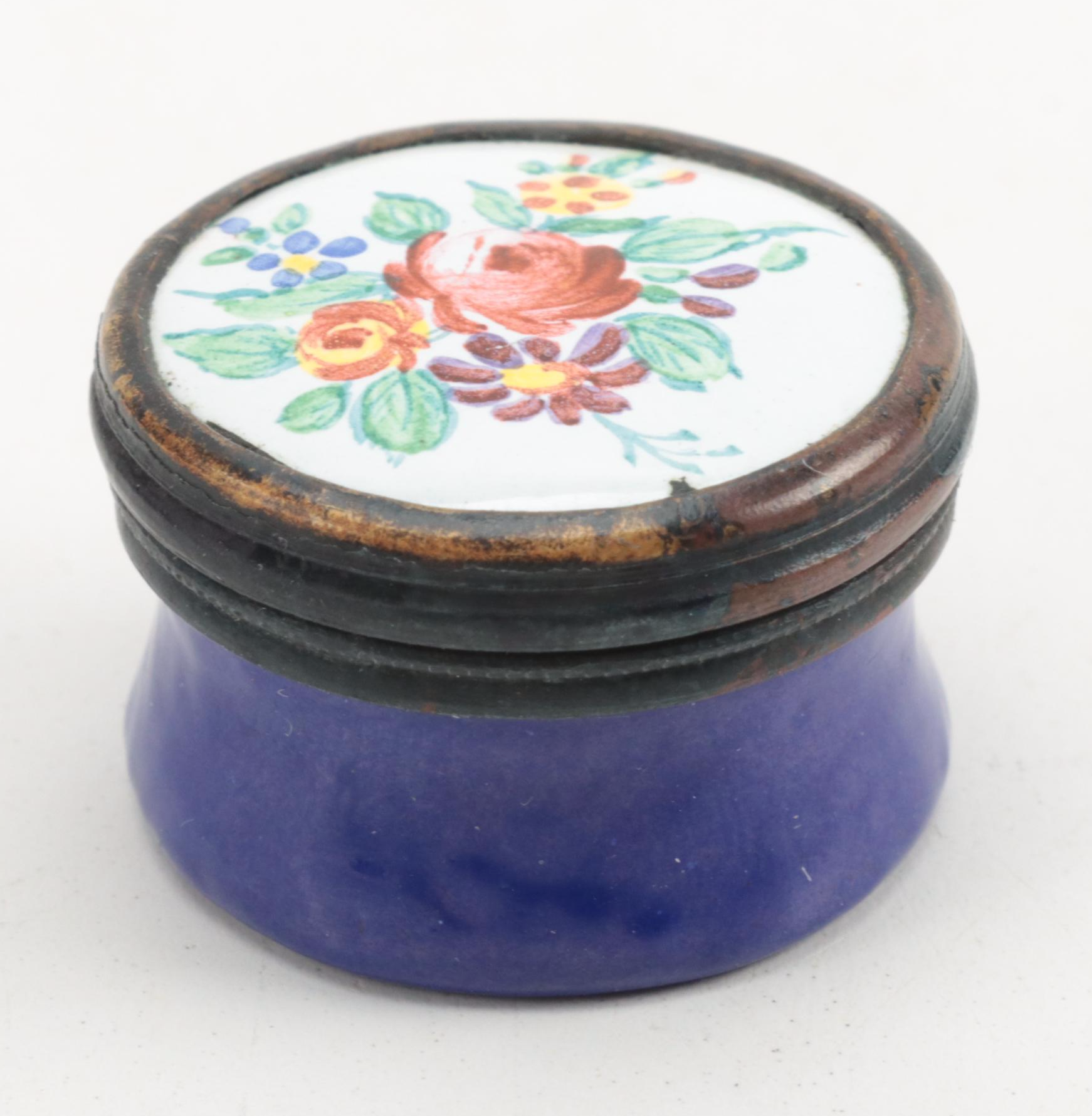 British Hand Decorated Enameled Porcelain Patch Boxes, 19th Century