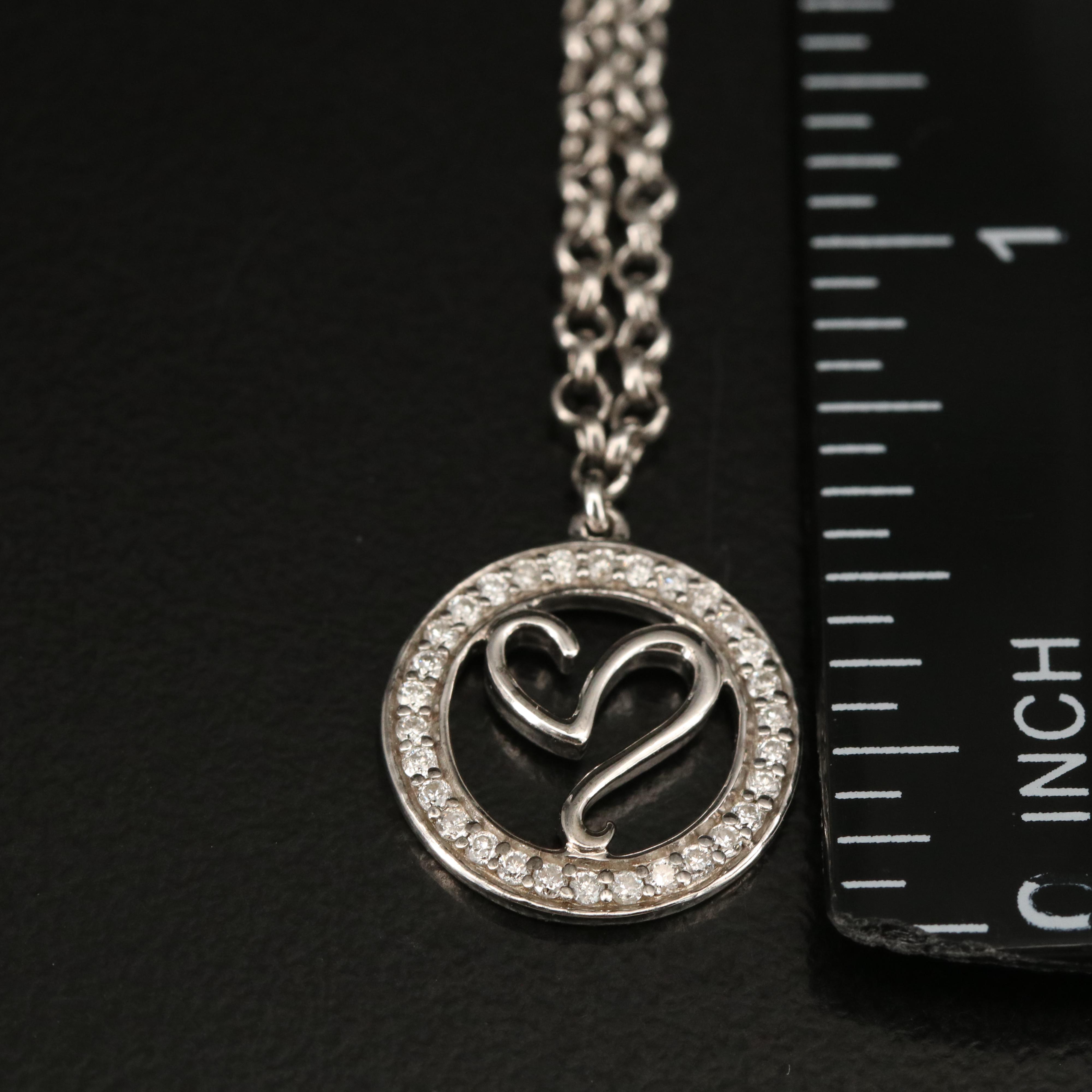 Sterling Diamond Freeform Heart Pendant Necklace