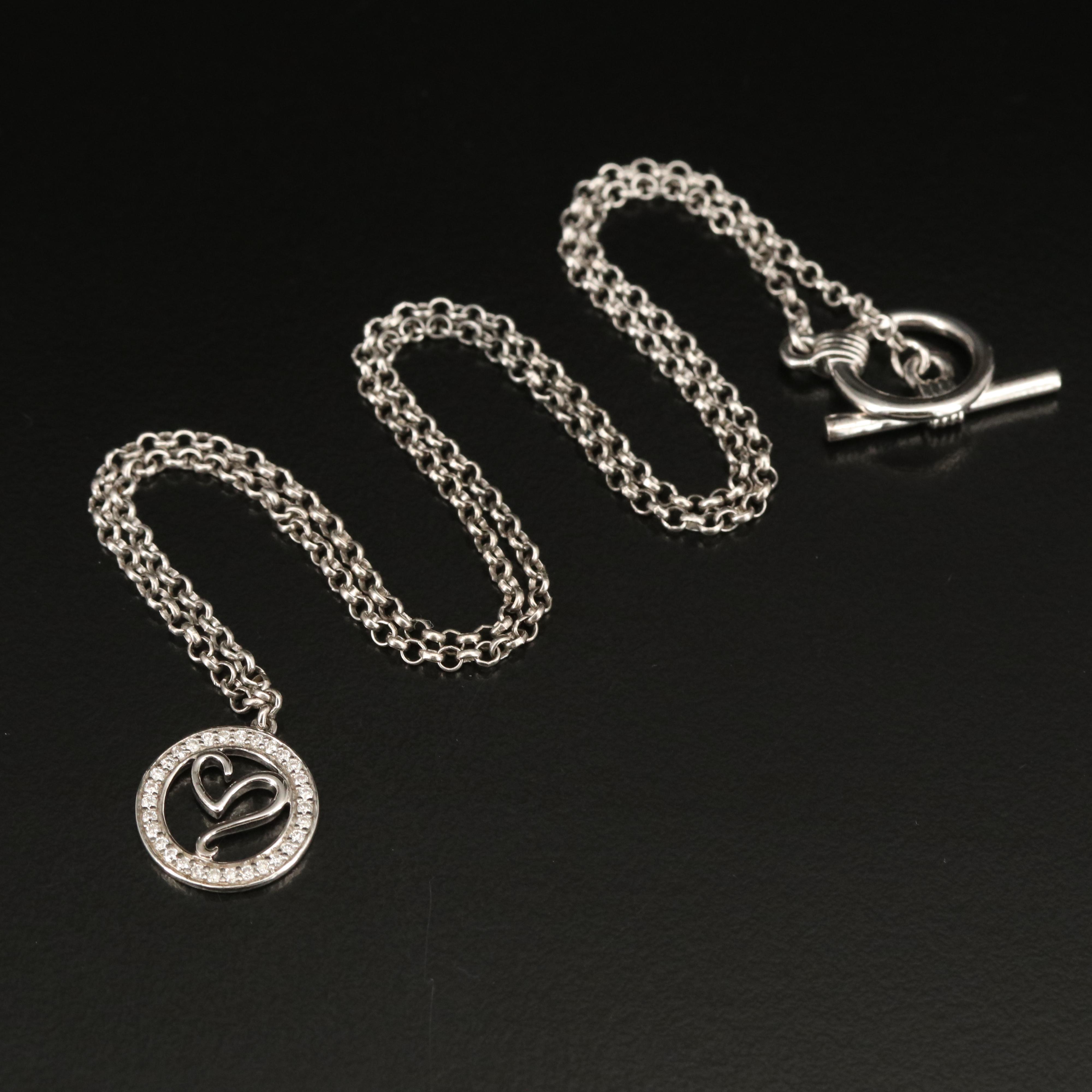 Sterling Diamond Freeform Heart Pendant Necklace